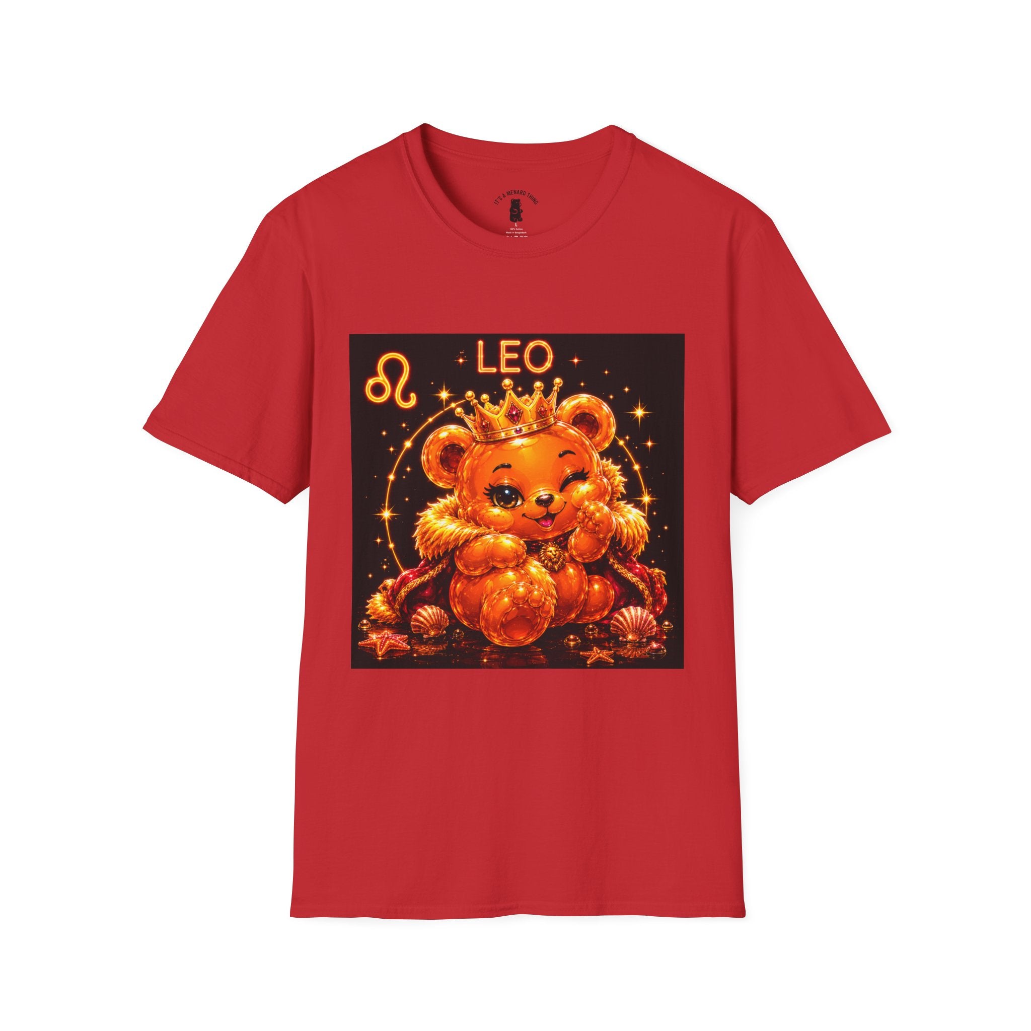 Leo Zodiac Crowned Oozy Bear Friend Astrology- Graphic Shirt