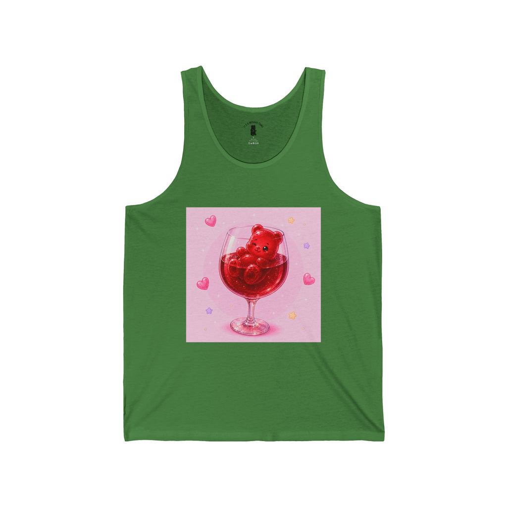 Cute Gummy Bear Wine Glass Tank Top — Sweet Valentine Bubblegum Graphic