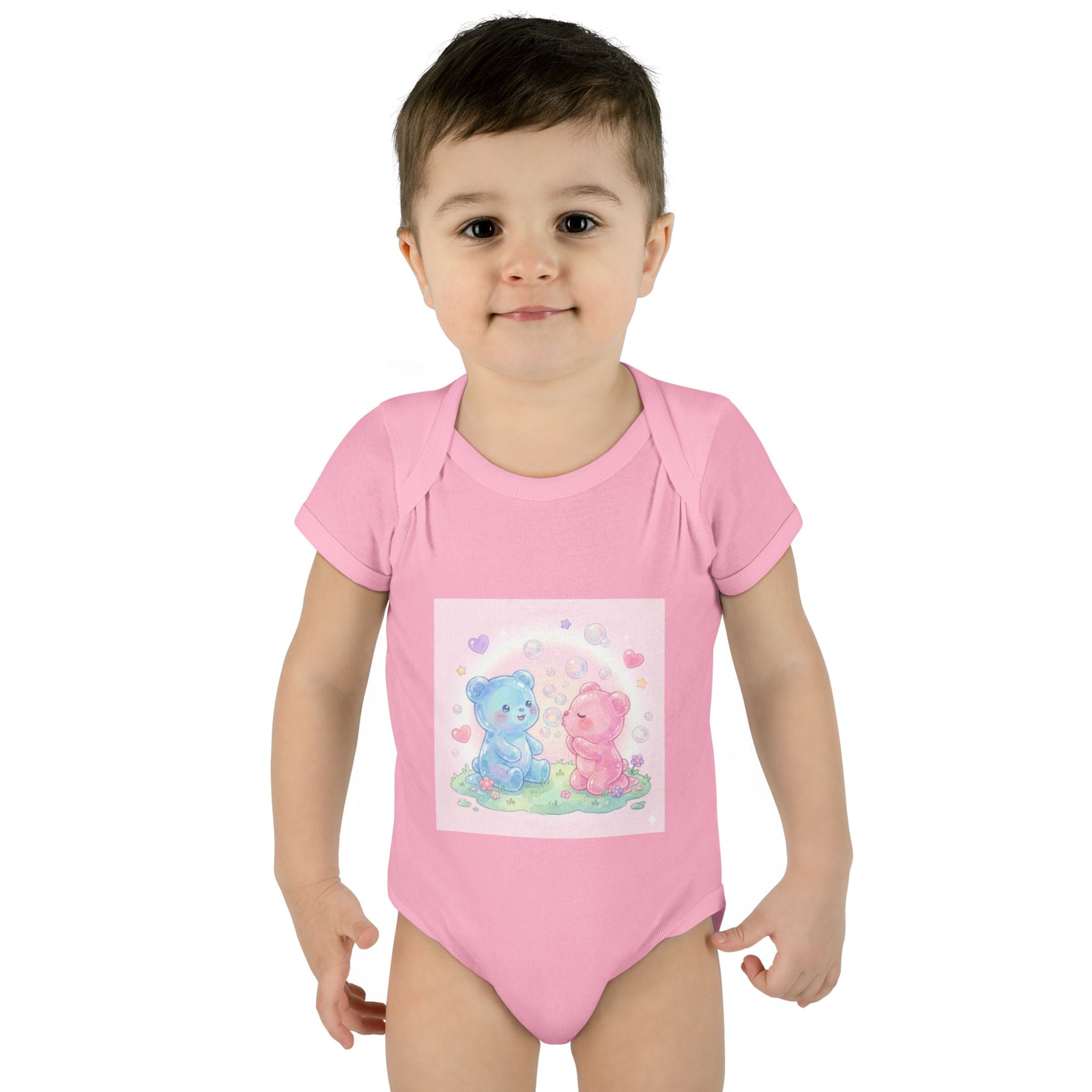 Baby Bodysuit — Pastel Blue & Pink Gooey Gummy Bears Cute Newborn Onesie