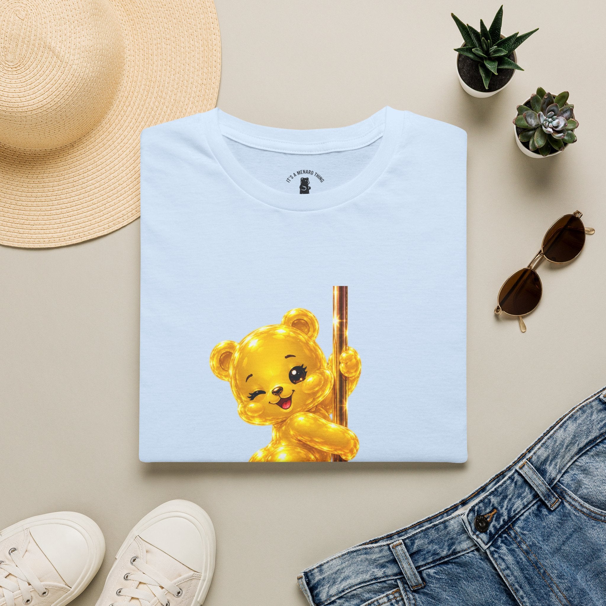 Gold Oozy Bear Gummy Thick Pole Dancer- Graphic Shirt (Adult Only!)