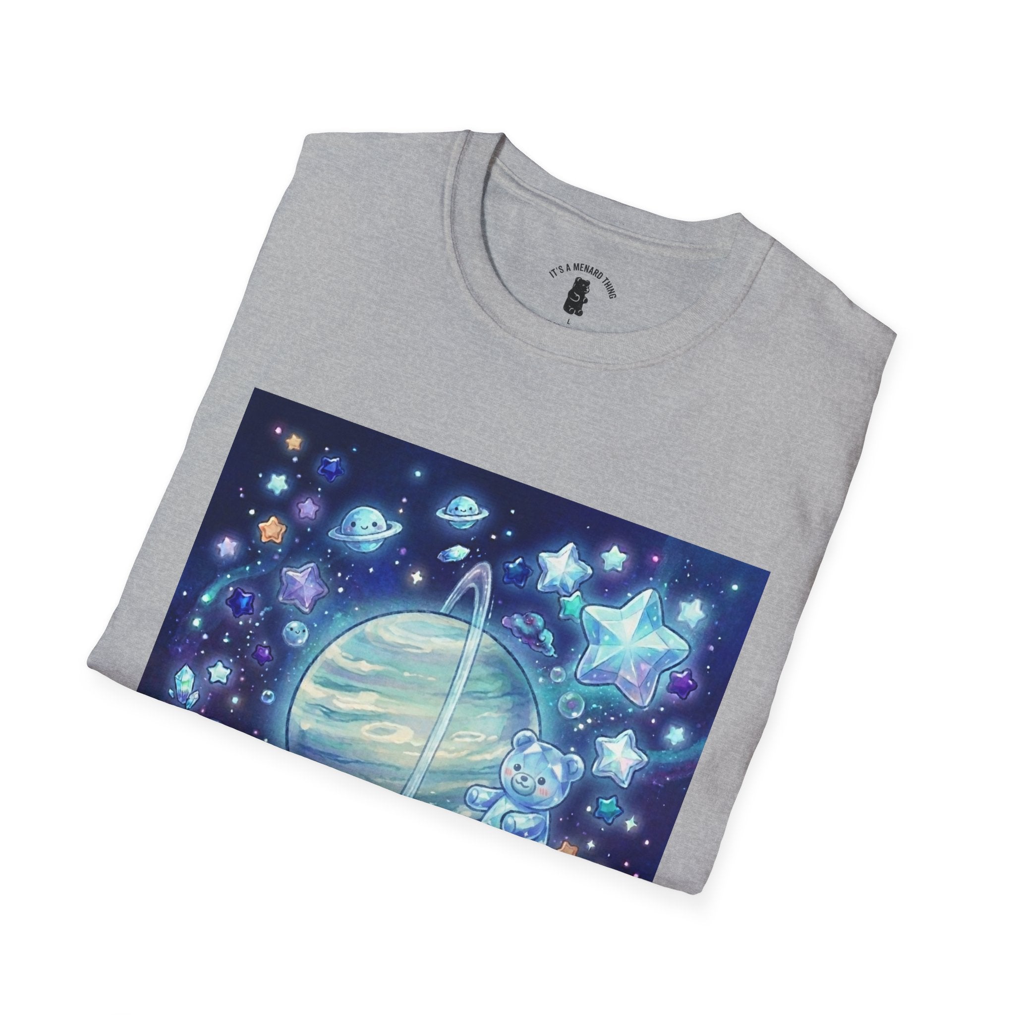 Floating By Uranus, Blue Crystal Gooey Gummy Bear- Kawaii Graphic T-Shirt