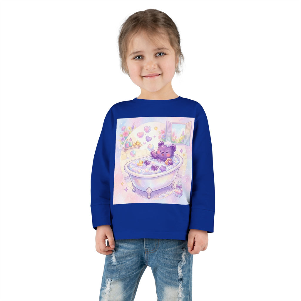 Bath Time, Nighttime Oozy Bear Friend- Graphic Long Sleeve Shirt