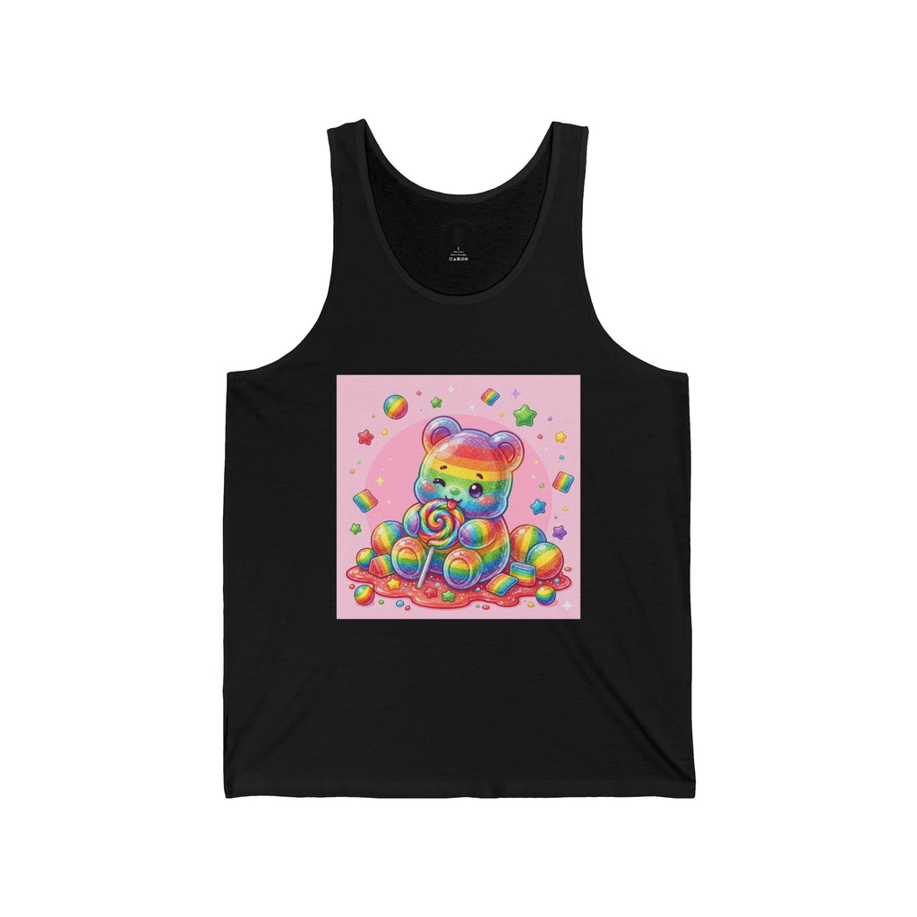 Rainbow Stripe Candy, Lollipop Gooey Gummy Bear — Kawaii Graphic Tank Top