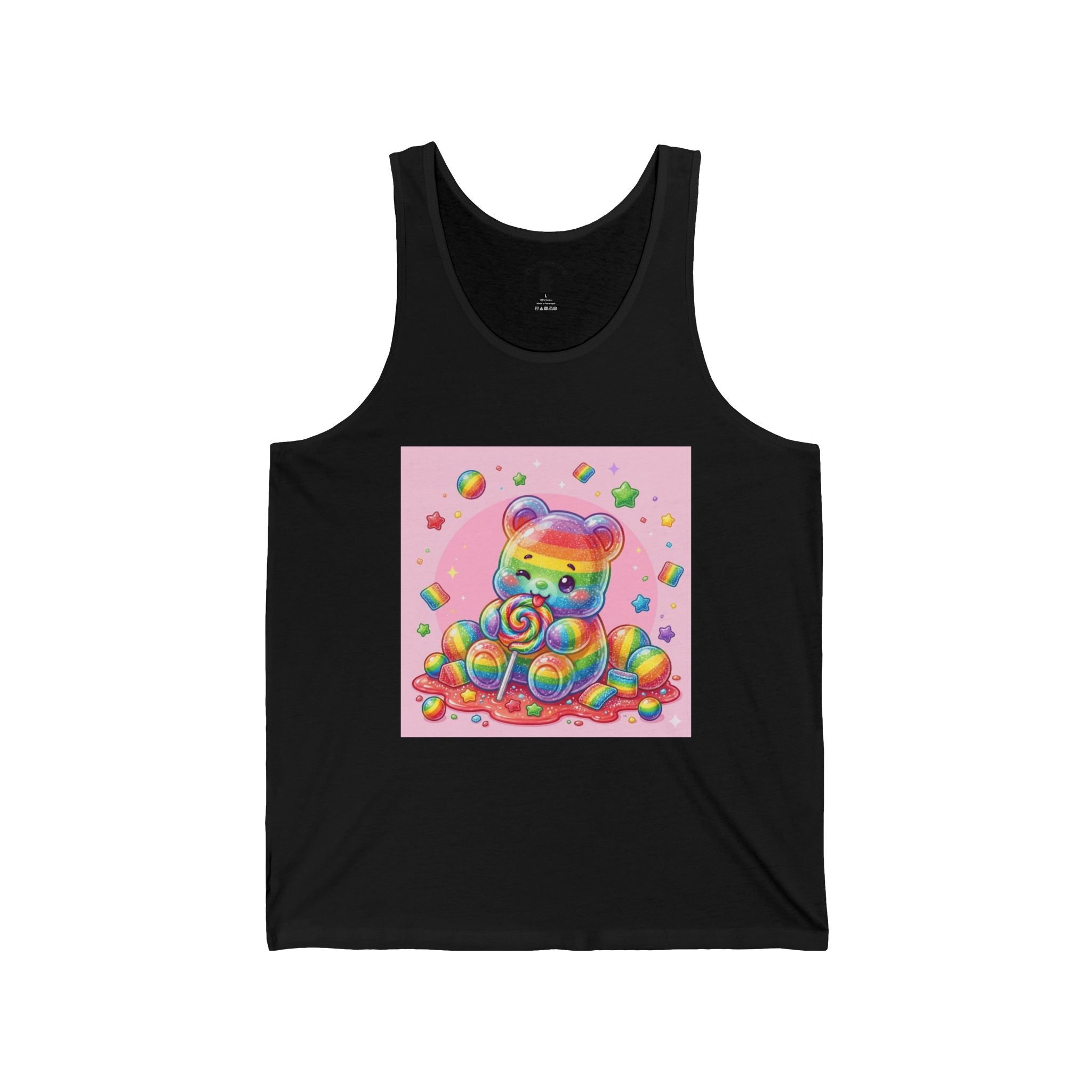 Rainbow Stripe Candy, Lollipop Gooey Gummy Bear — Kawaii Graphic Tank Top