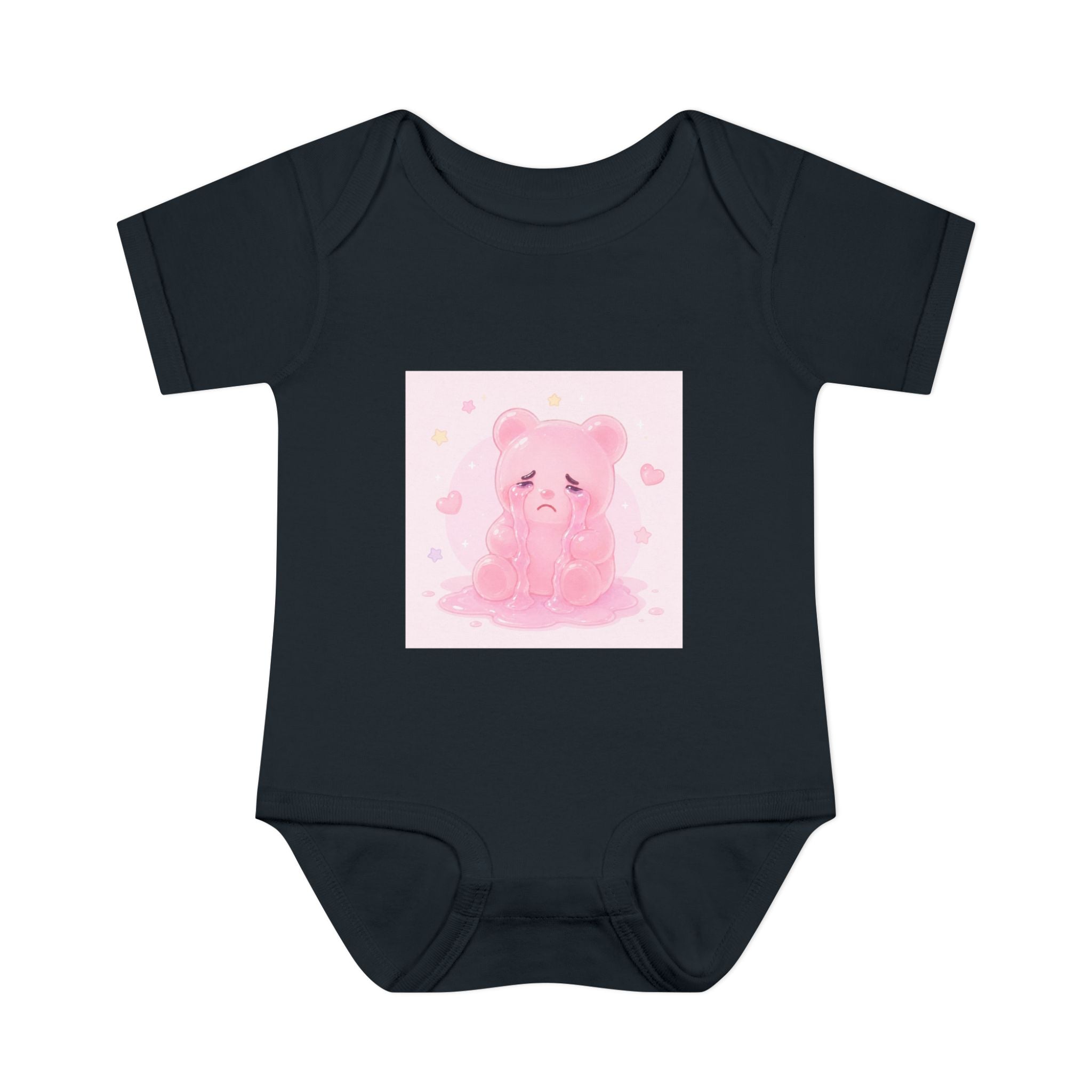 Pink Crying Gooey Gummy Bear Infant Bodysuit — Cute Pastel Baby Onesie