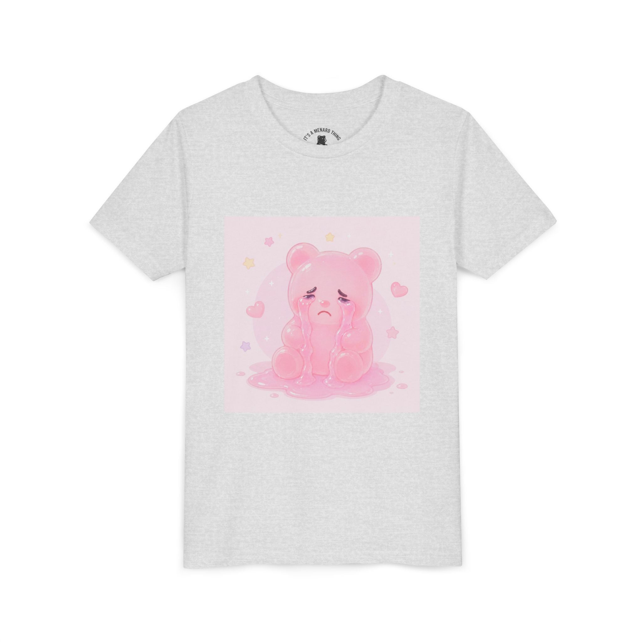 Pink Crying Gooey Gummy Bear Youth Tee – Cute Pastel Graphic Shirt