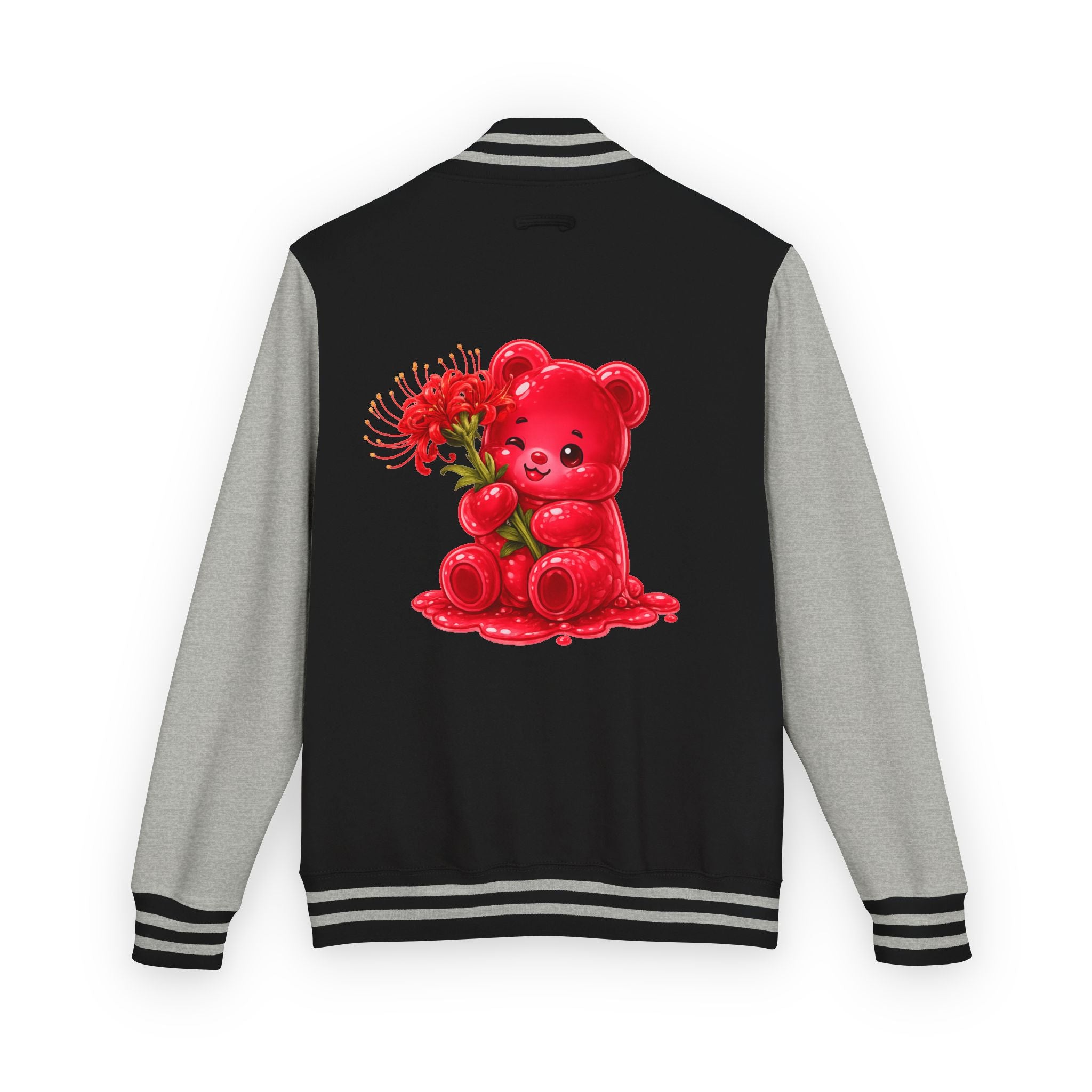 Red Spider Lily Bloom Special, Oozy Bear Gummy Flower Addition- Letterman Graphic Jacket