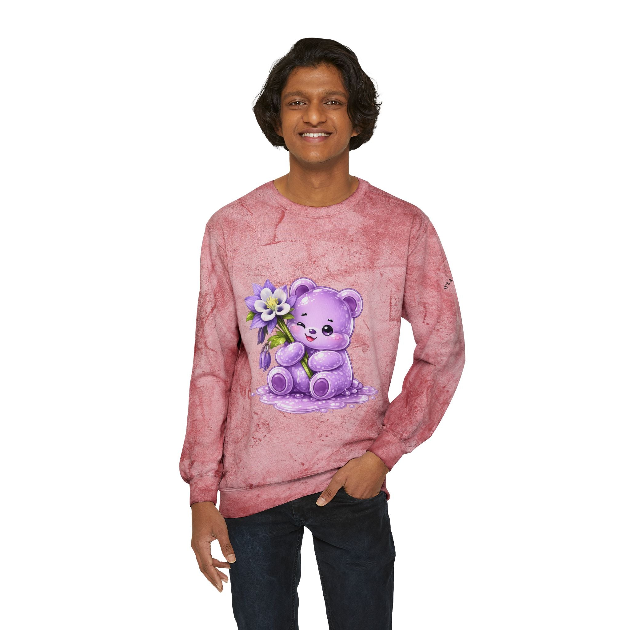 The Colorado Blue Columbine Flower, Purple Special Gooey Gummy-Tie-Dye Graphic Sweatshirt