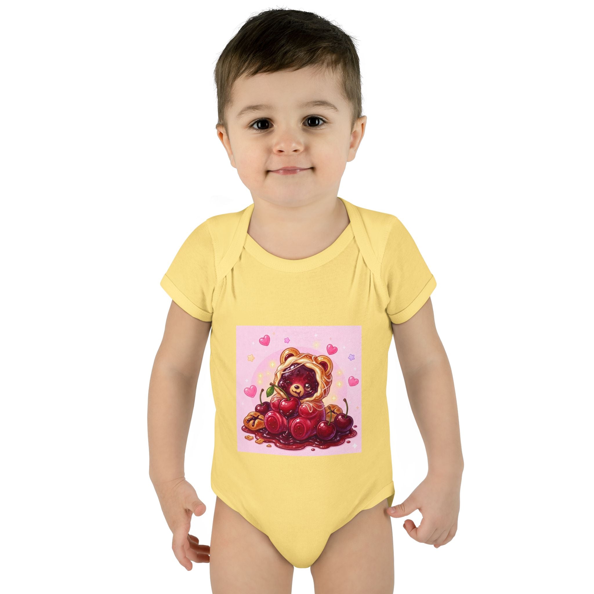 Cherry Danish Gooey Gummy Bear in Puff PJs (Infant Rib Onesie)