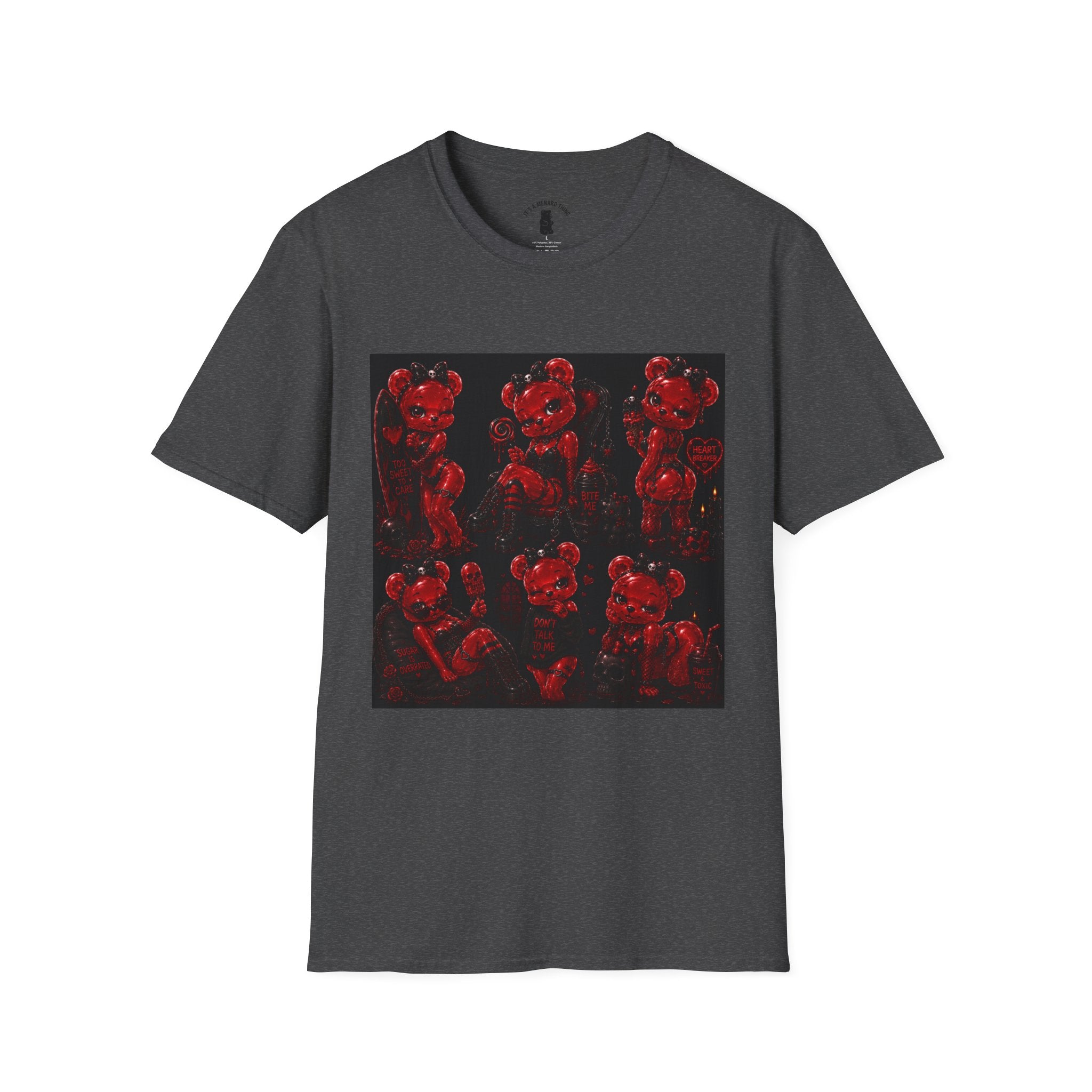Punk Retro Crimson Red Oozy Bear Babe, Beach Pin Up Addition- Adult Graphic Shirt (18+)