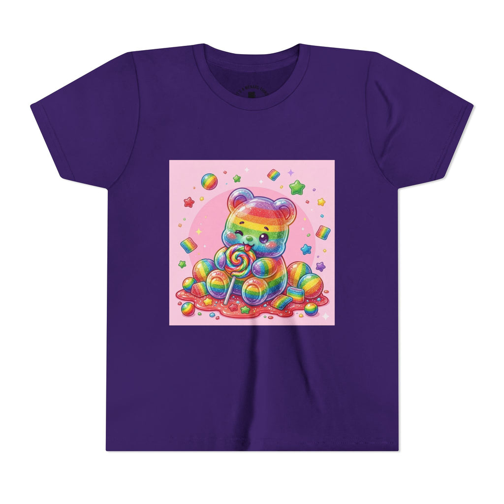 Rainbow Stripe Gooey Gummy Bear Youth T-Shirt