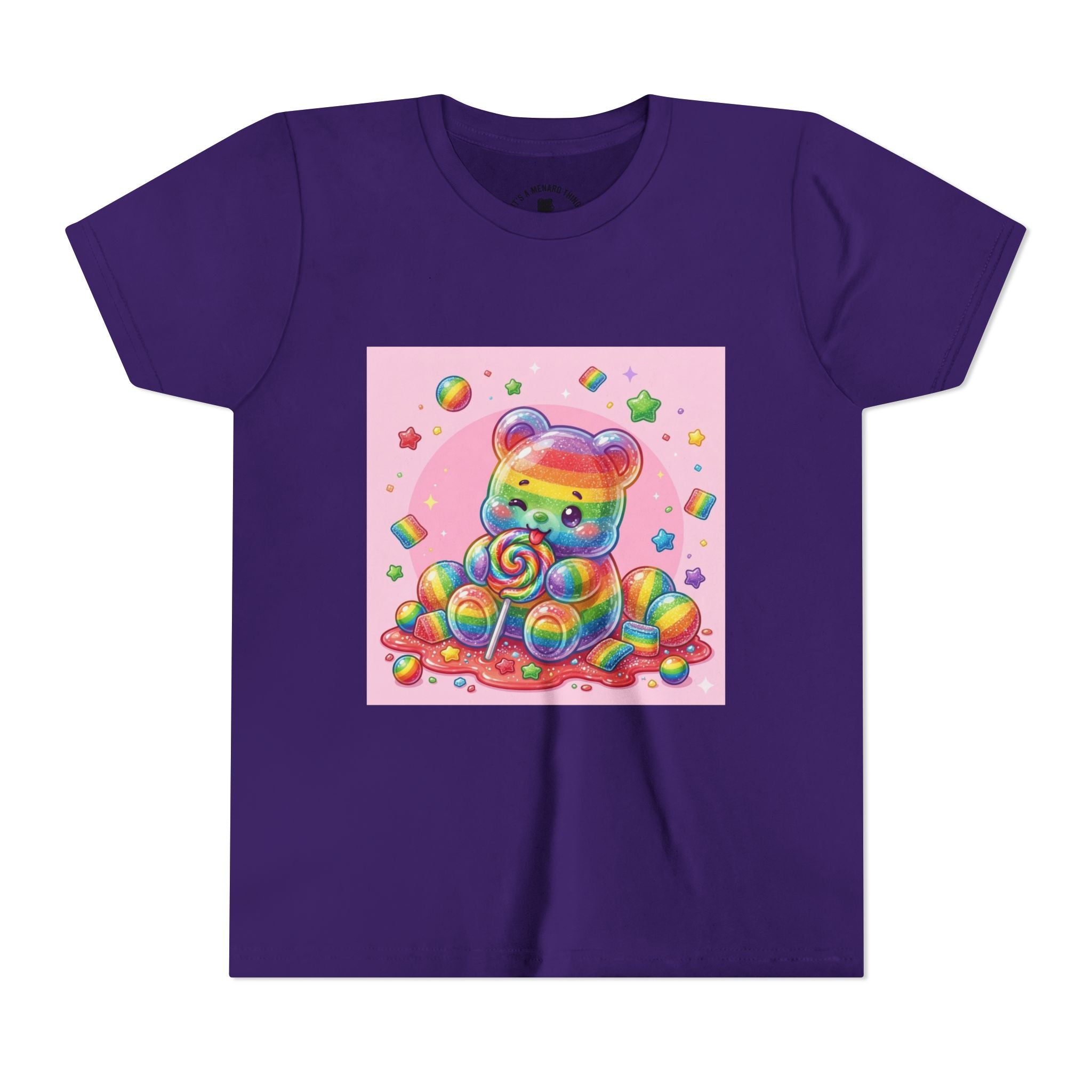 Rainbow Stripe Gooey Gummy Bear Youth T-Shirt