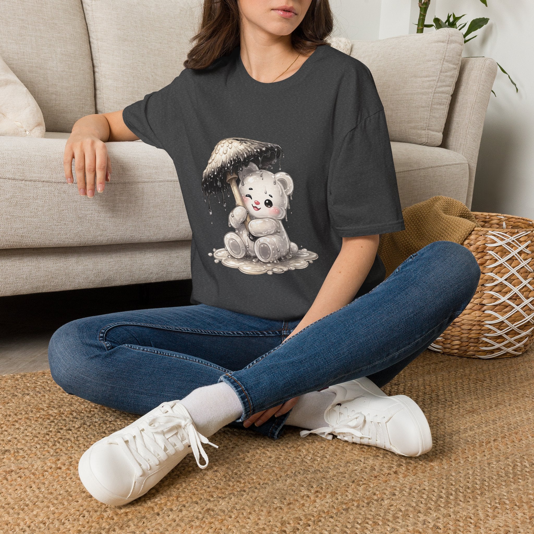 Ink Cap Mushroom Umbrella Special White Oozy Bears Friend- Graphic Shirt