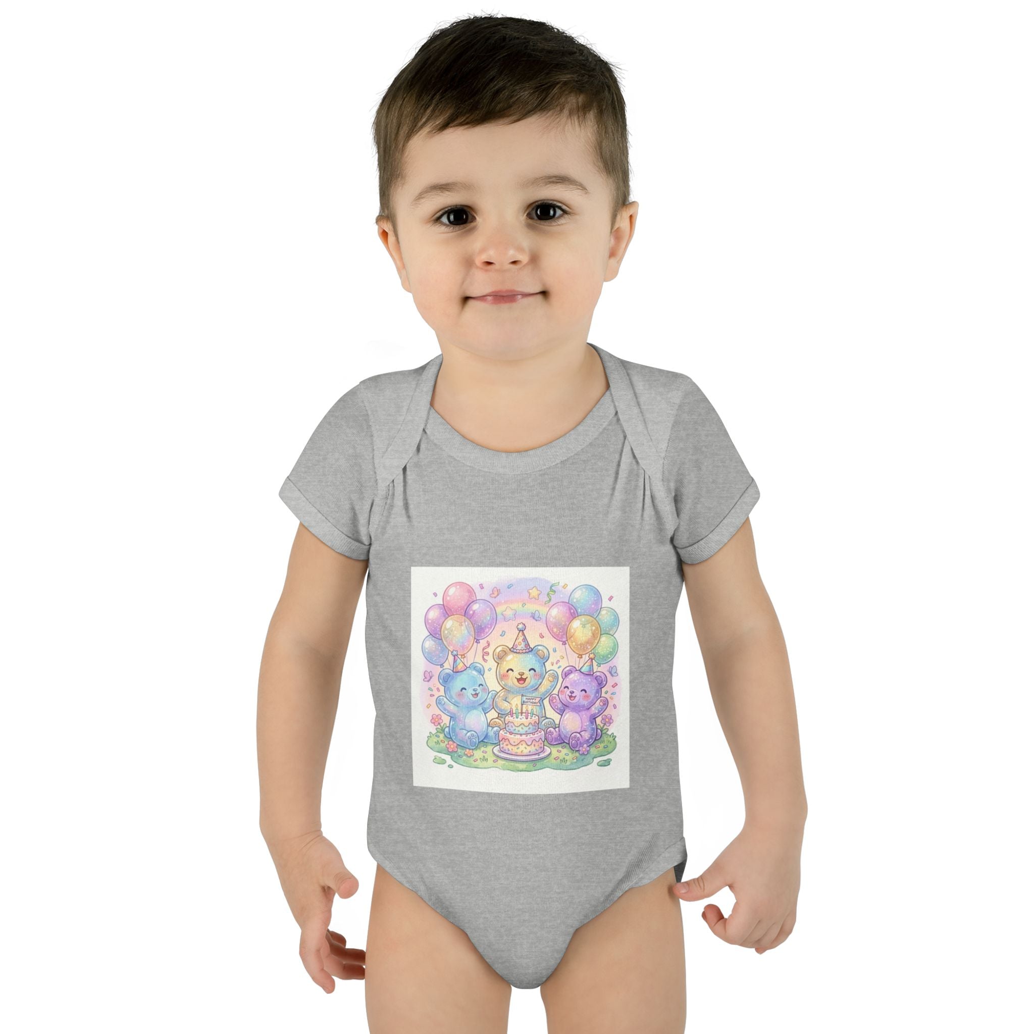 Birthday Gooey Bears, Cake & Balloons Infant Onesie