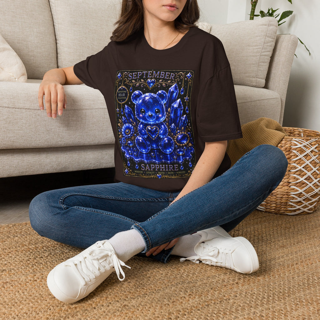 September Sapphire Crystal Oozy Bear Birthstone Addition- Graphic Shirt