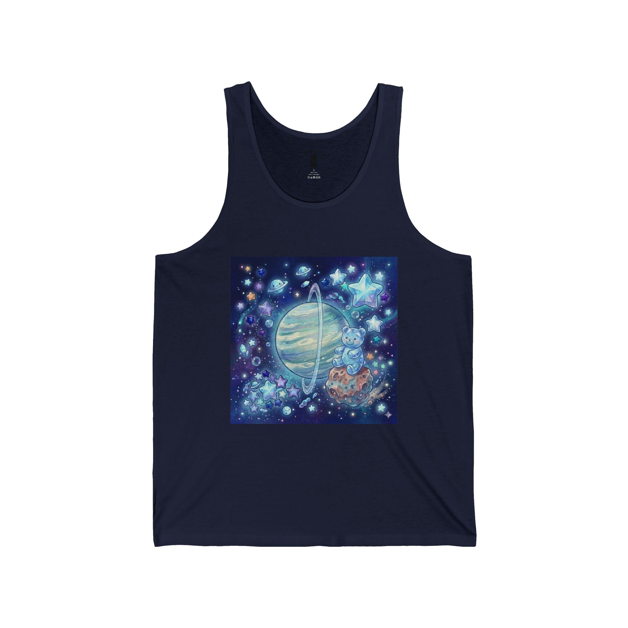Passing by Uranus, Special Blue Gooey Gummy Bear — Cute Illustration Tank Top