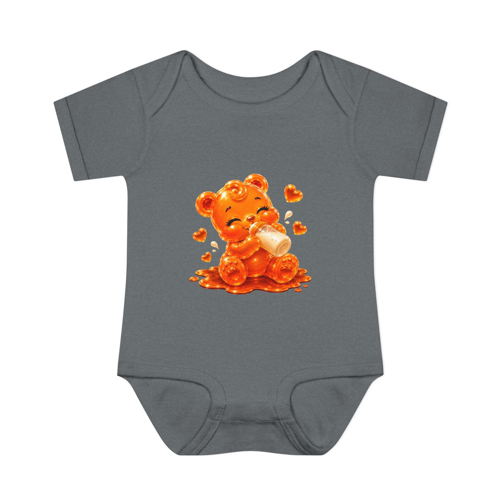 Yummy, Yummy Milk Time Orange Oozy Baby Gummy Bear Cutie Addition- Graphic Onesie