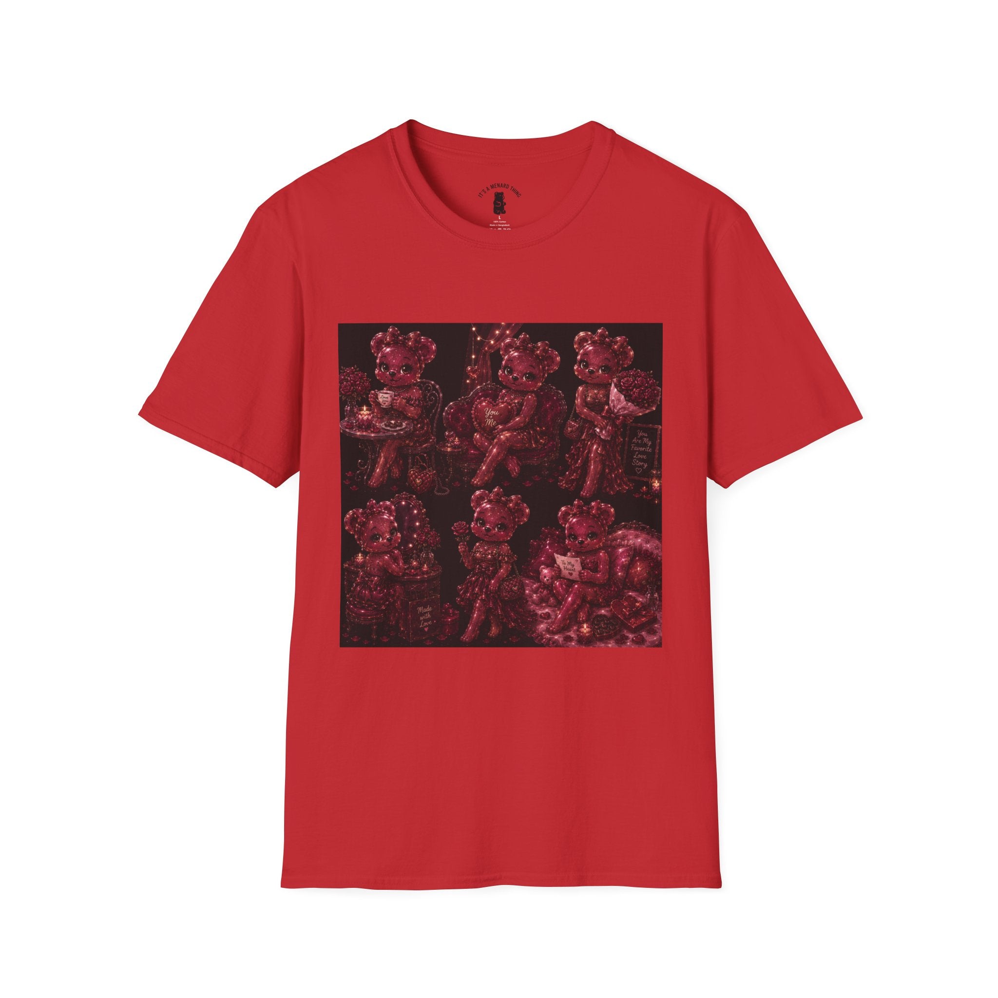 Glitter Wine Red Oozy Gala Bear Pin Up- Adult Graphic Shirt (18+)