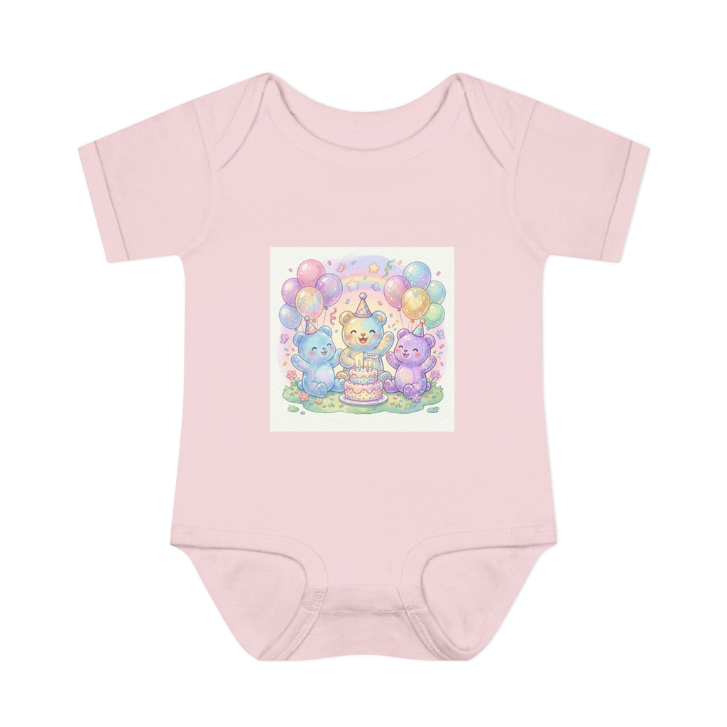 Birthday Gooey Bears, Cake & Balloons Infant Onesie