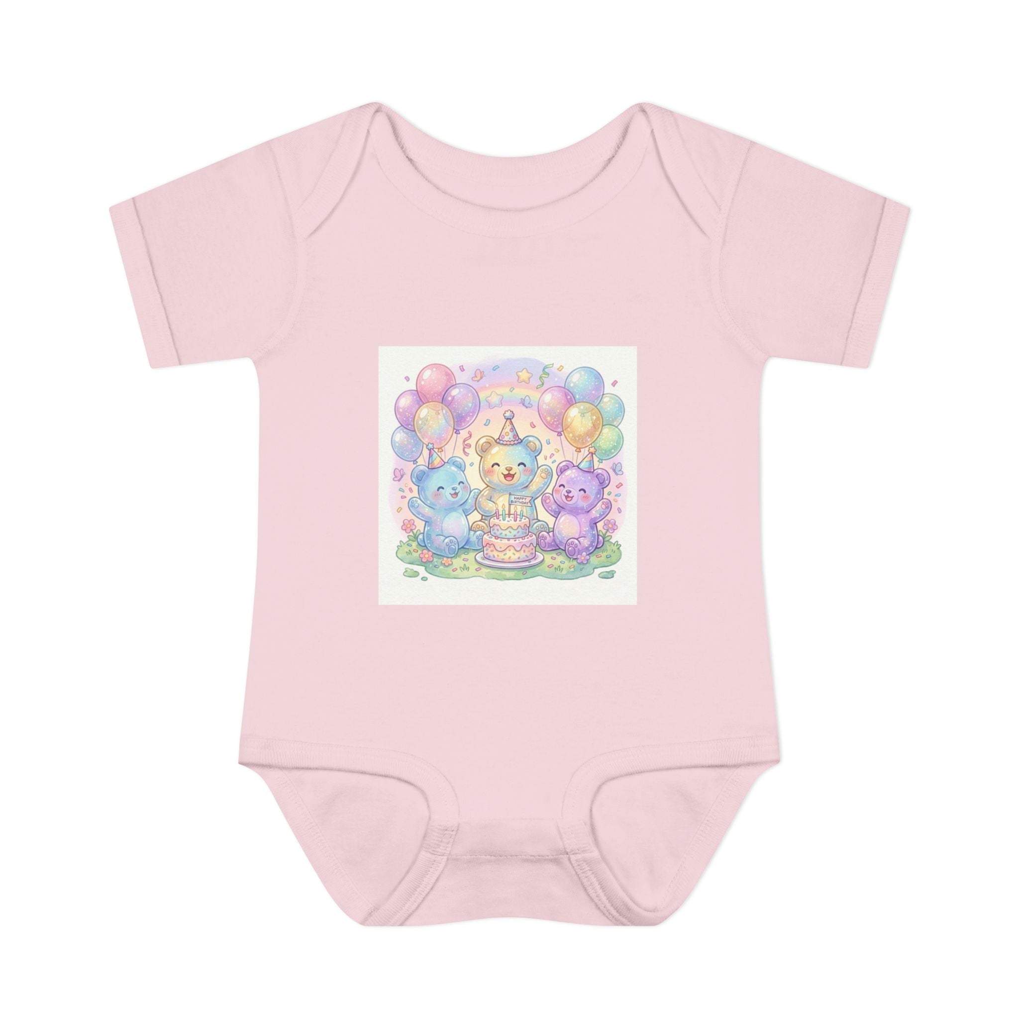 Birthday Gooey Bears, Cake & Balloons Infant Onesie