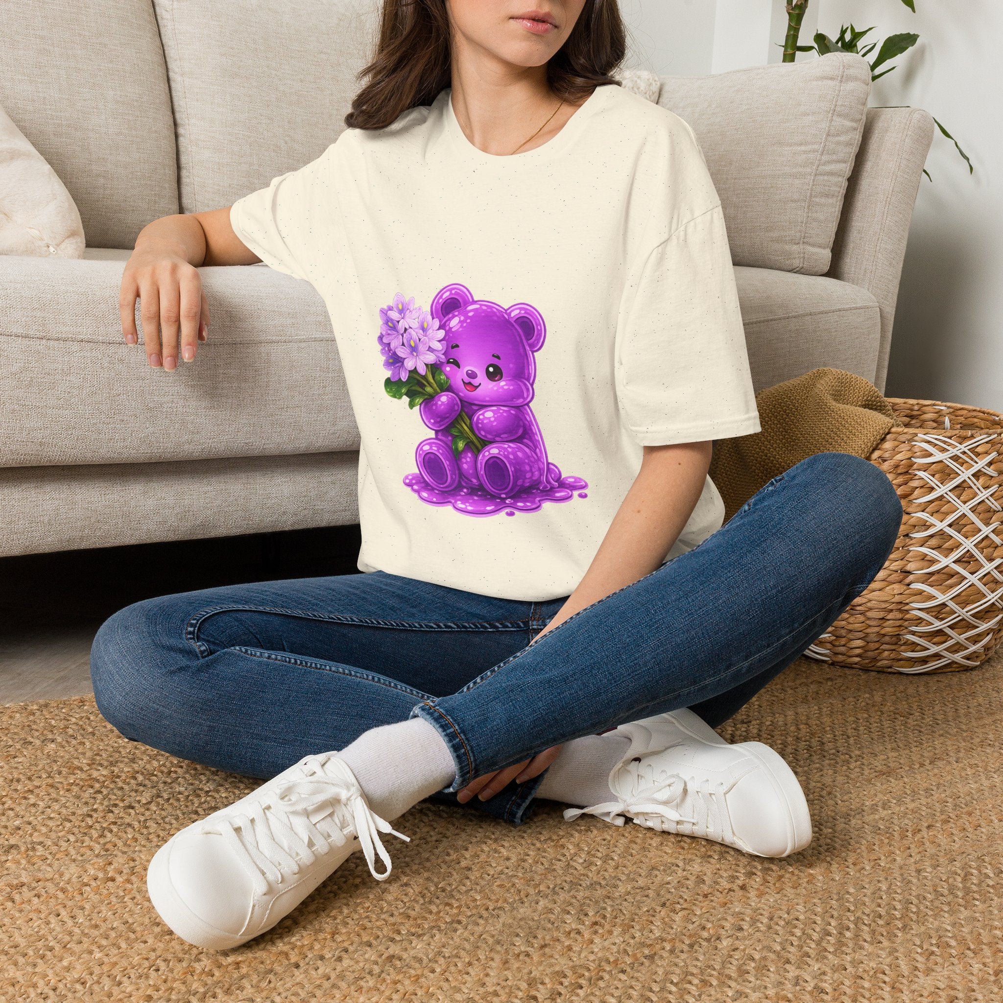 Purple Flower Cluster, Oozy Bear Friend Flower Addition- Graphic Shirt