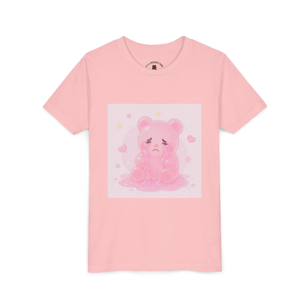 Pink Crying Gooey Gummy Bear Youth Tee – Cute Pastel Graphic Shirt