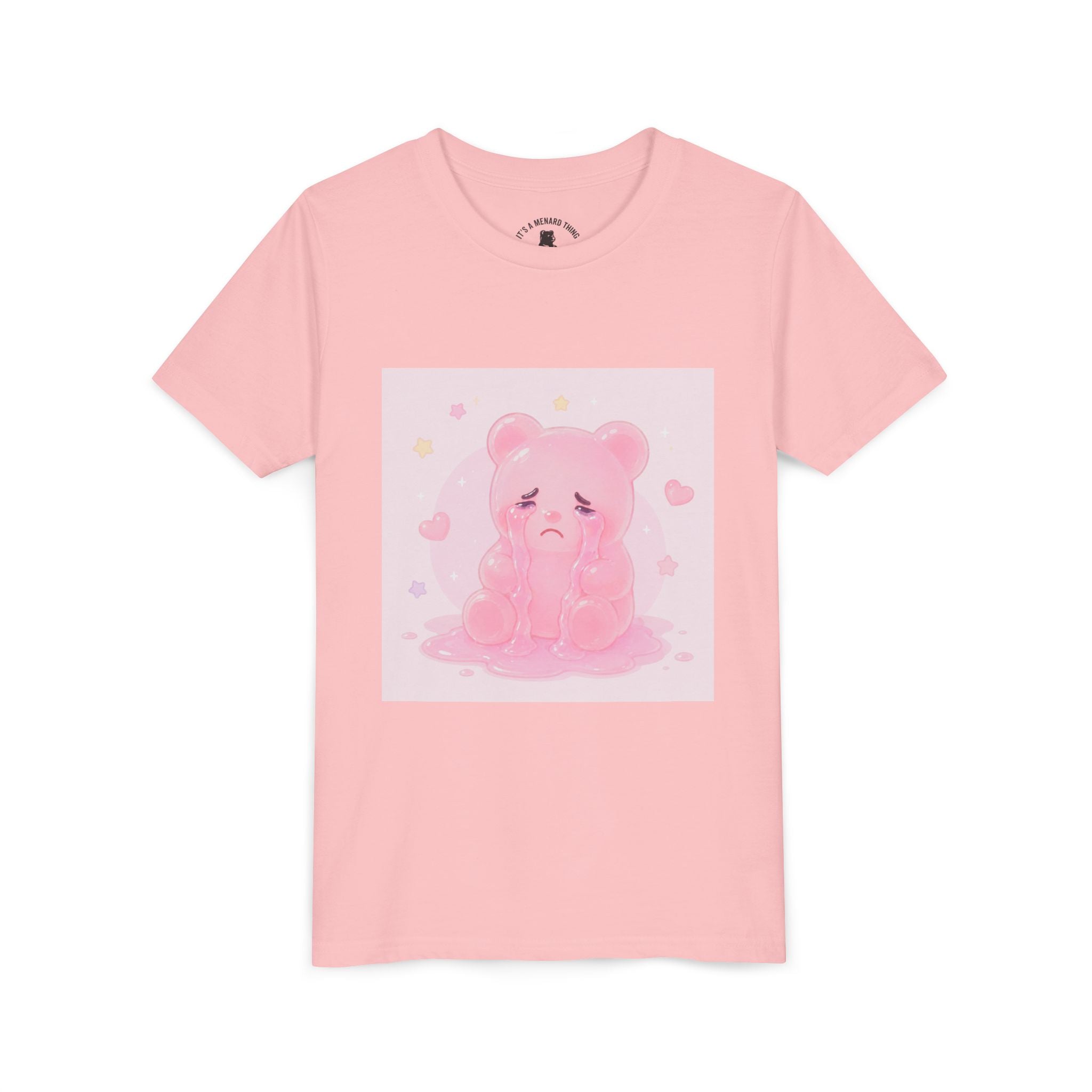Pink Crying Gooey Gummy Bear Youth Tee – Cute Pastel Graphic Shirt