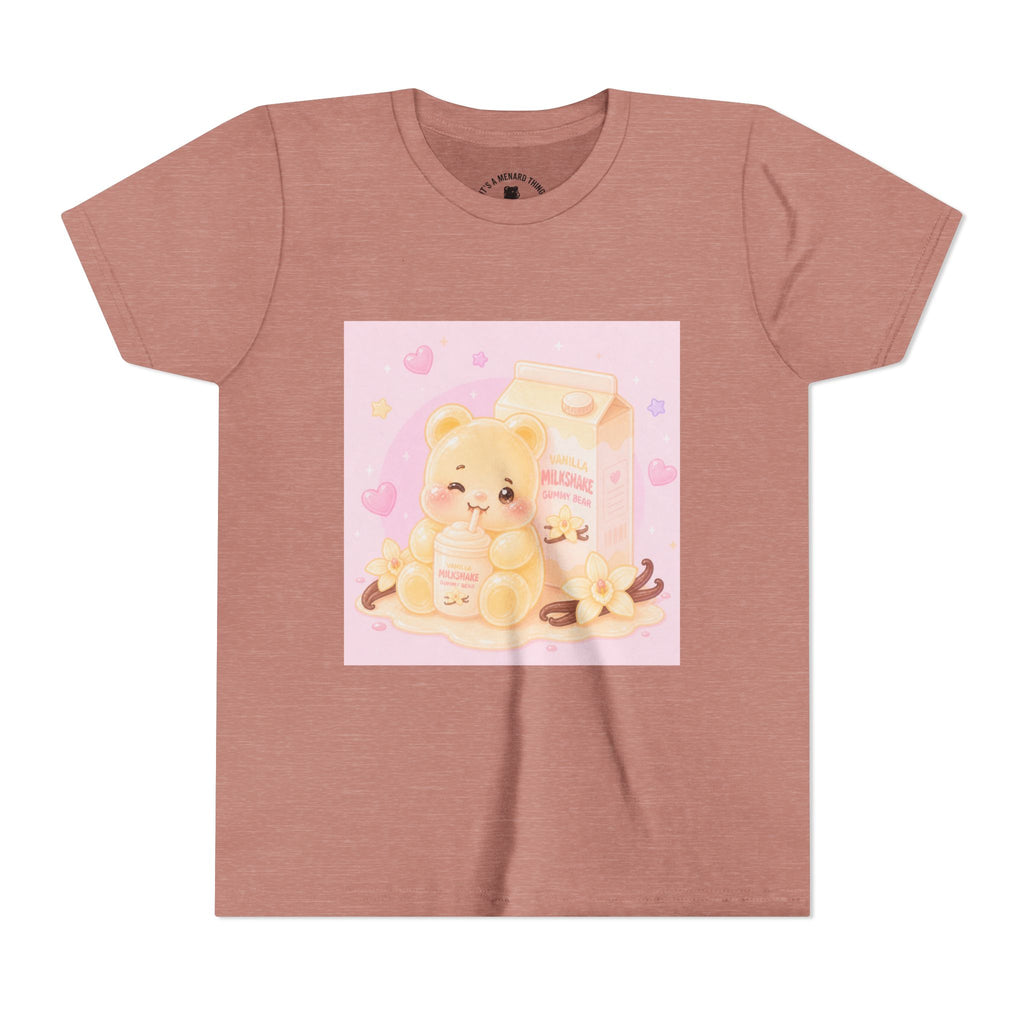Vanilla Milk Shake Gooey Gummy Youth Tee — Kawaii Pastel Kids T‑Shirt