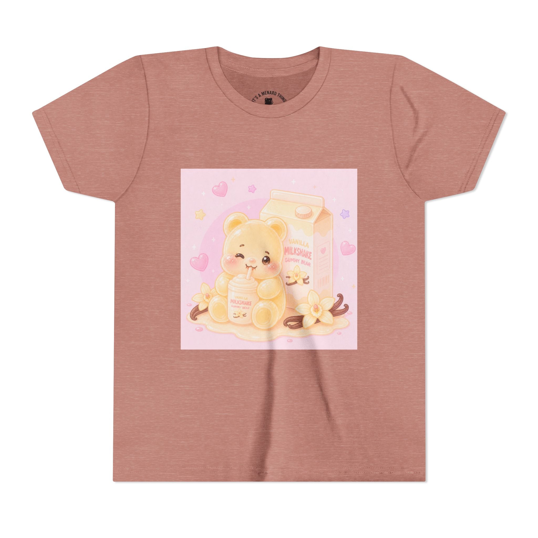 Vanilla Milk Shake Gooey Gummy Youth Tee — Kawaii Pastel Kids T‑Shirt