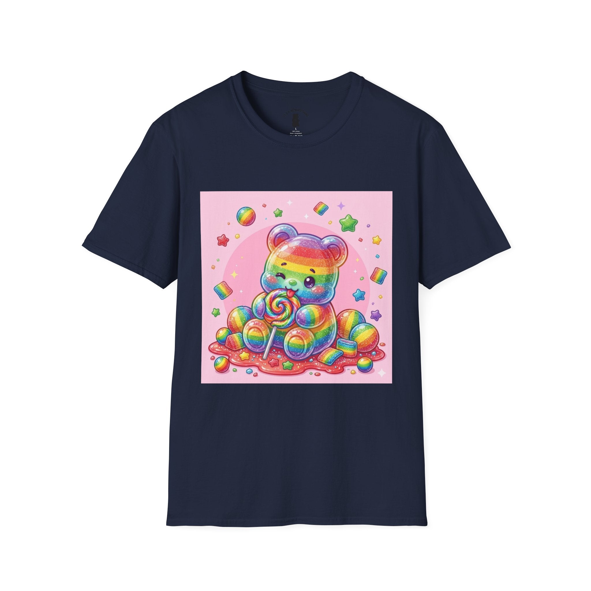 Rainbow Stripe Lollipop Gooey Gummy Bear T-Shirt — Cute Graphic Tee