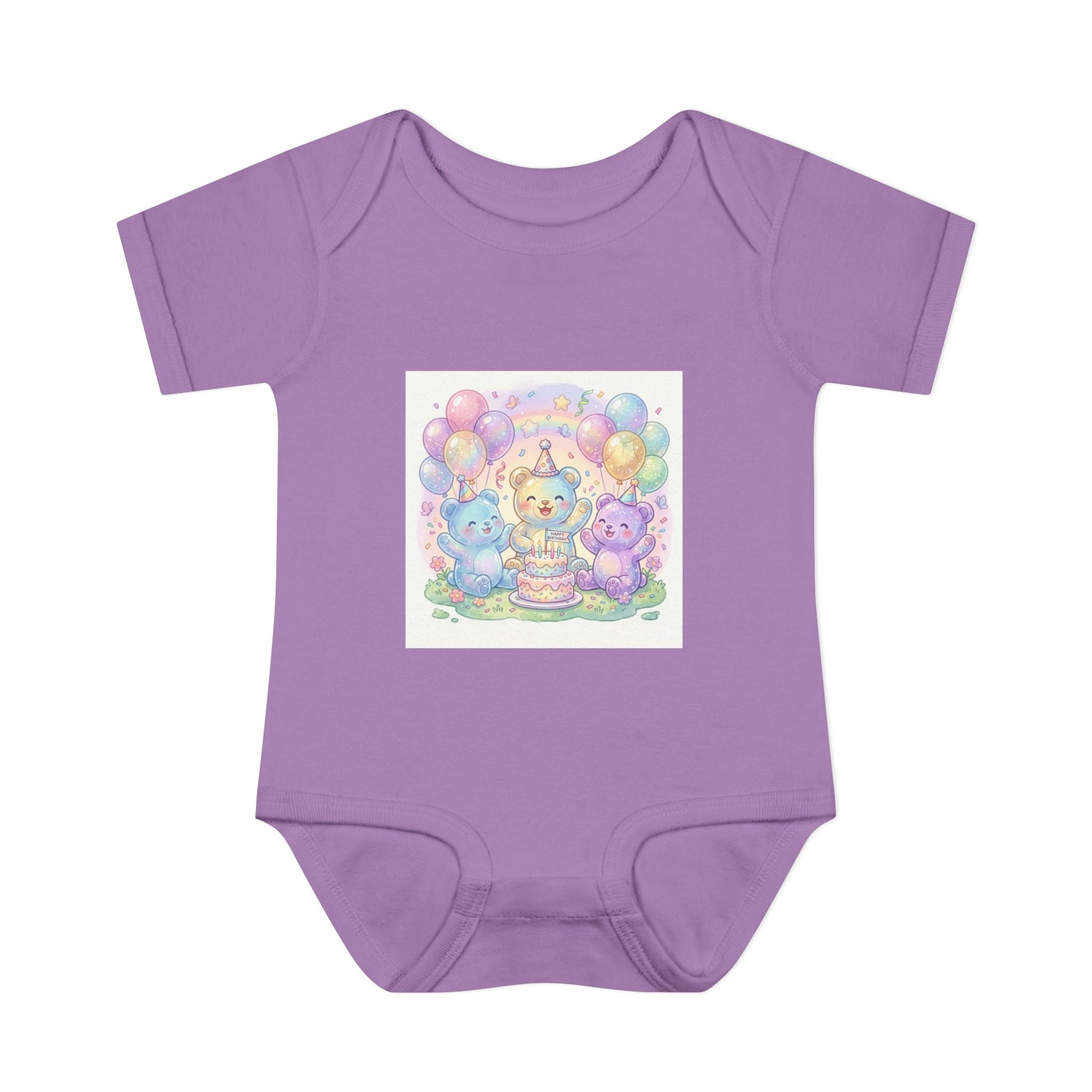 Birthday Gooey Bears, Cake & Balloons Infant Onesie