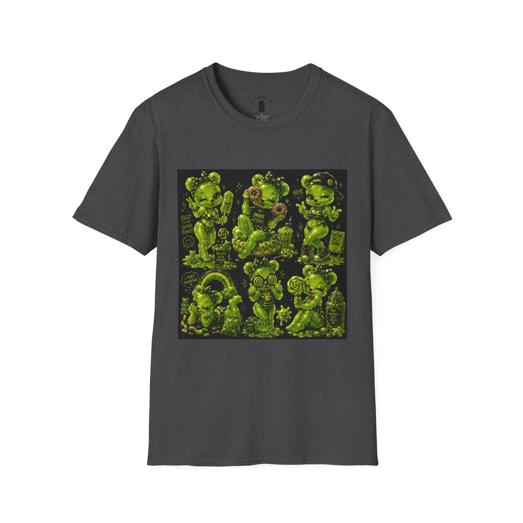 Lime Green Retro Oozy Bear Babe, Beach Pin Up- Adult Graphic Shirt (18+)