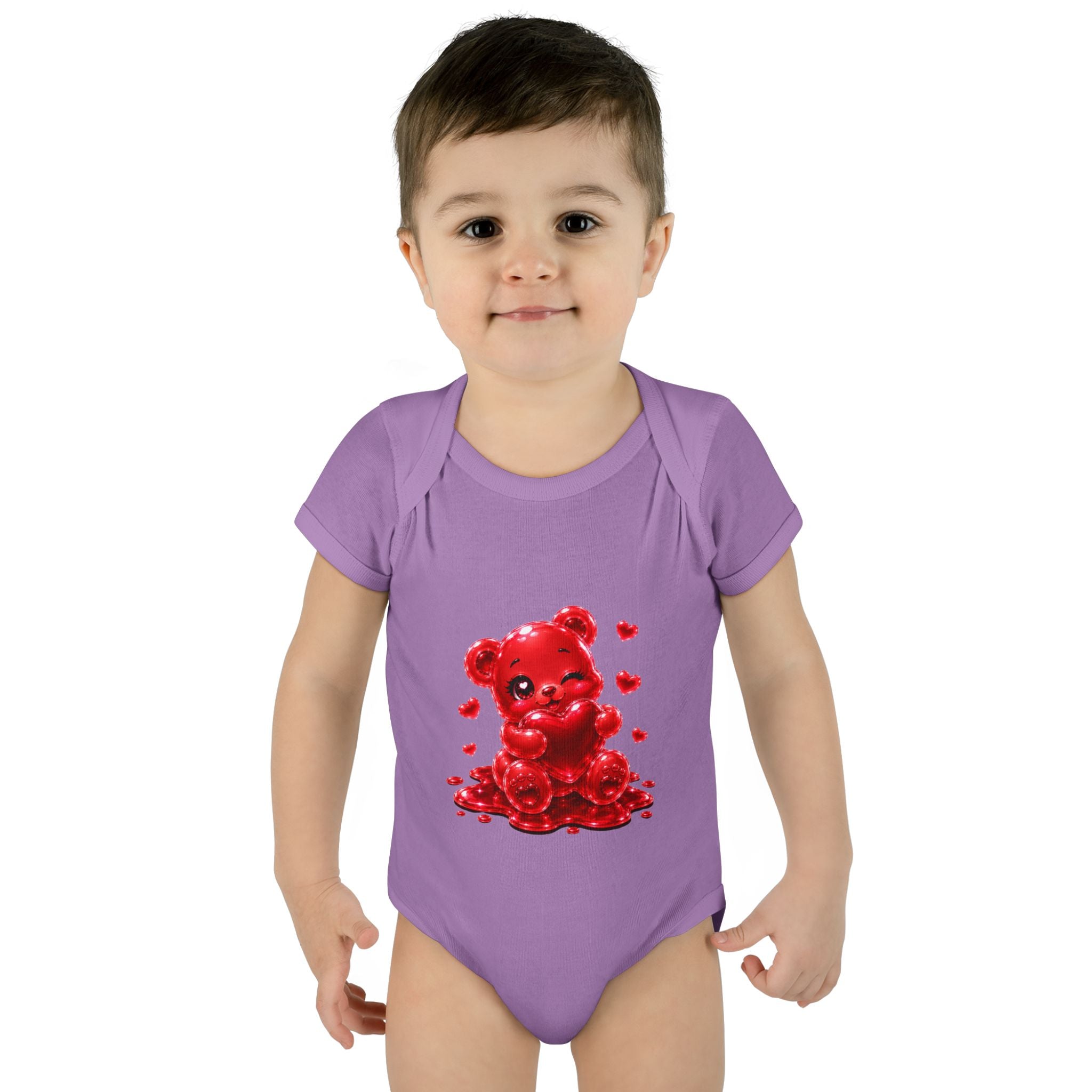 Special Red Heart Oozy Bear Baby Gummy Cutie Addition- Graphic Onesie