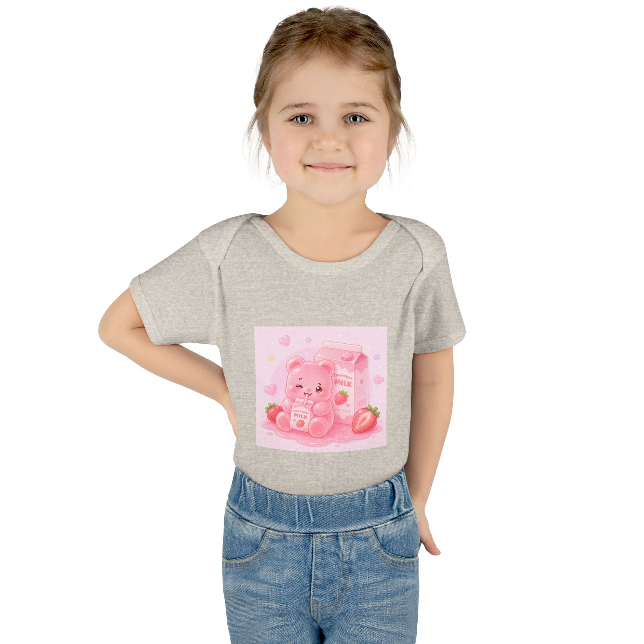 Pink Strawberry Milk Gooey Gummy Bear Infant Bodysuit