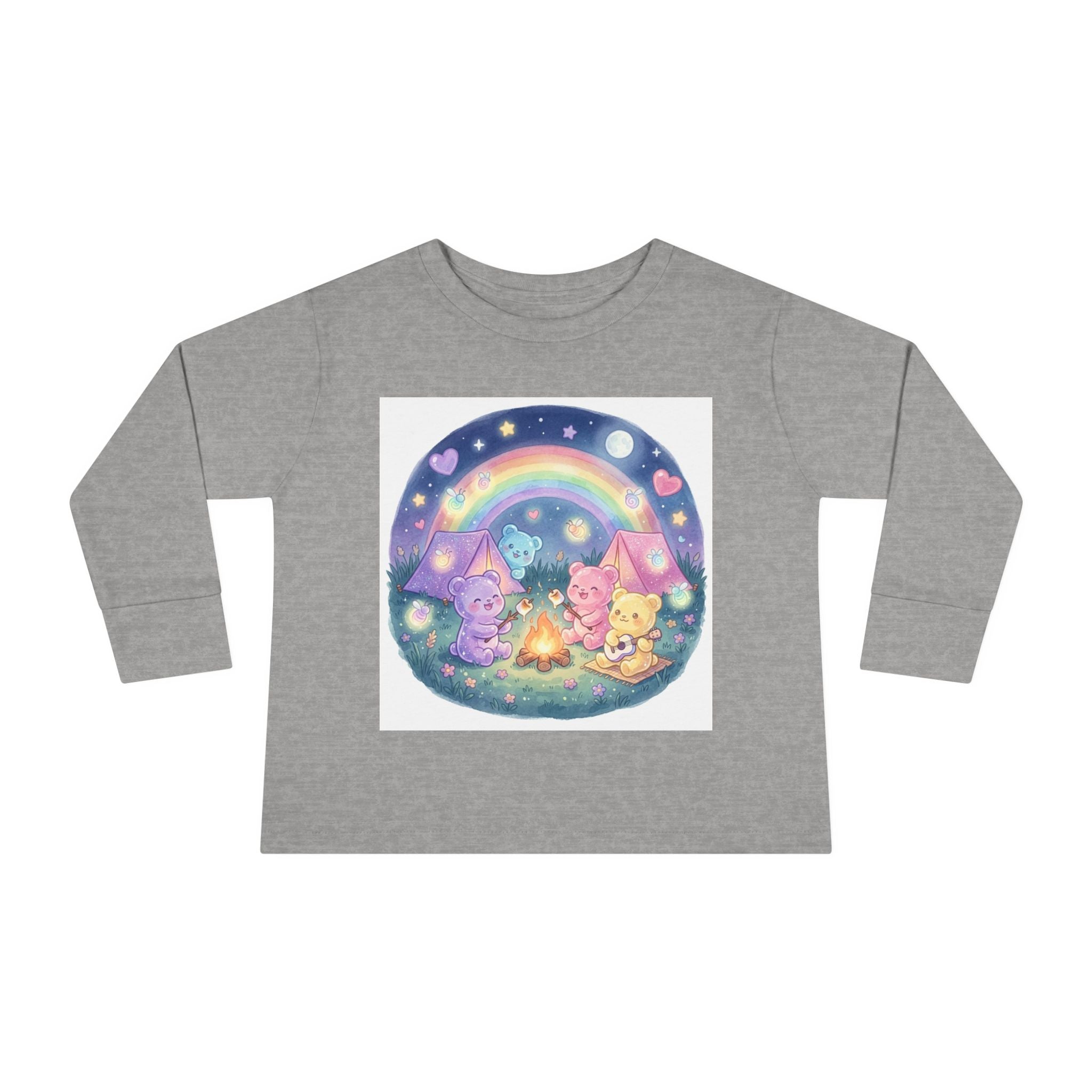 Camping & Toasting Marshmellos Oozy Bear Friend Group- Graphic Long Sleeve Shirt