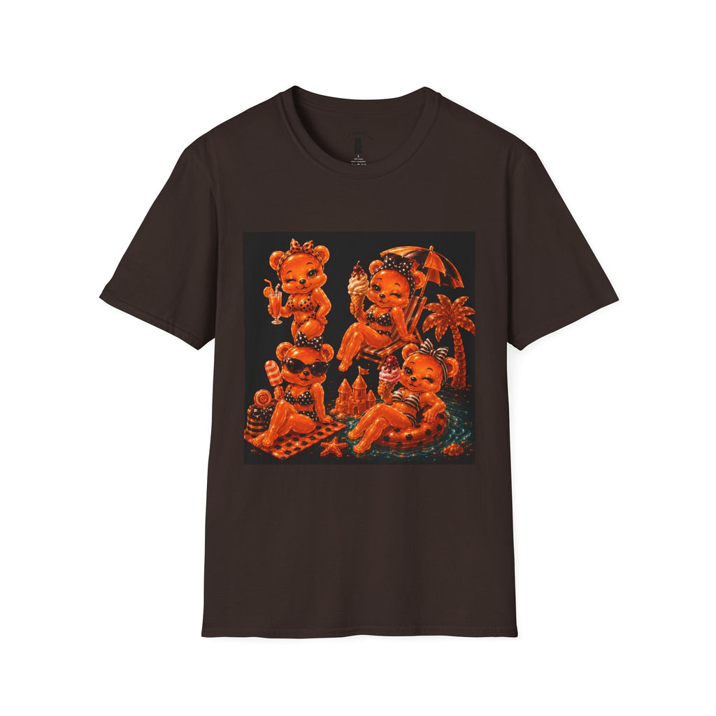 Retro Orang Beach Pin Up Oozy Bear Babe- Adult Graphic Shirt (18+)