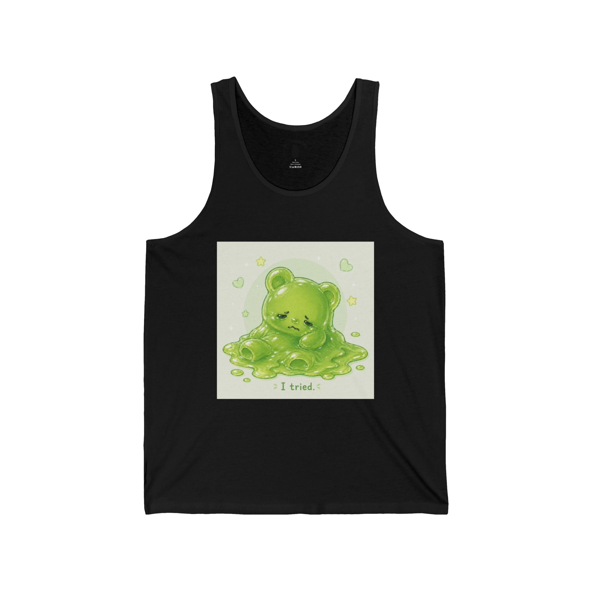 Tired Melting Green Gooey Gummy bear — Kawaii Graphic Tank Top