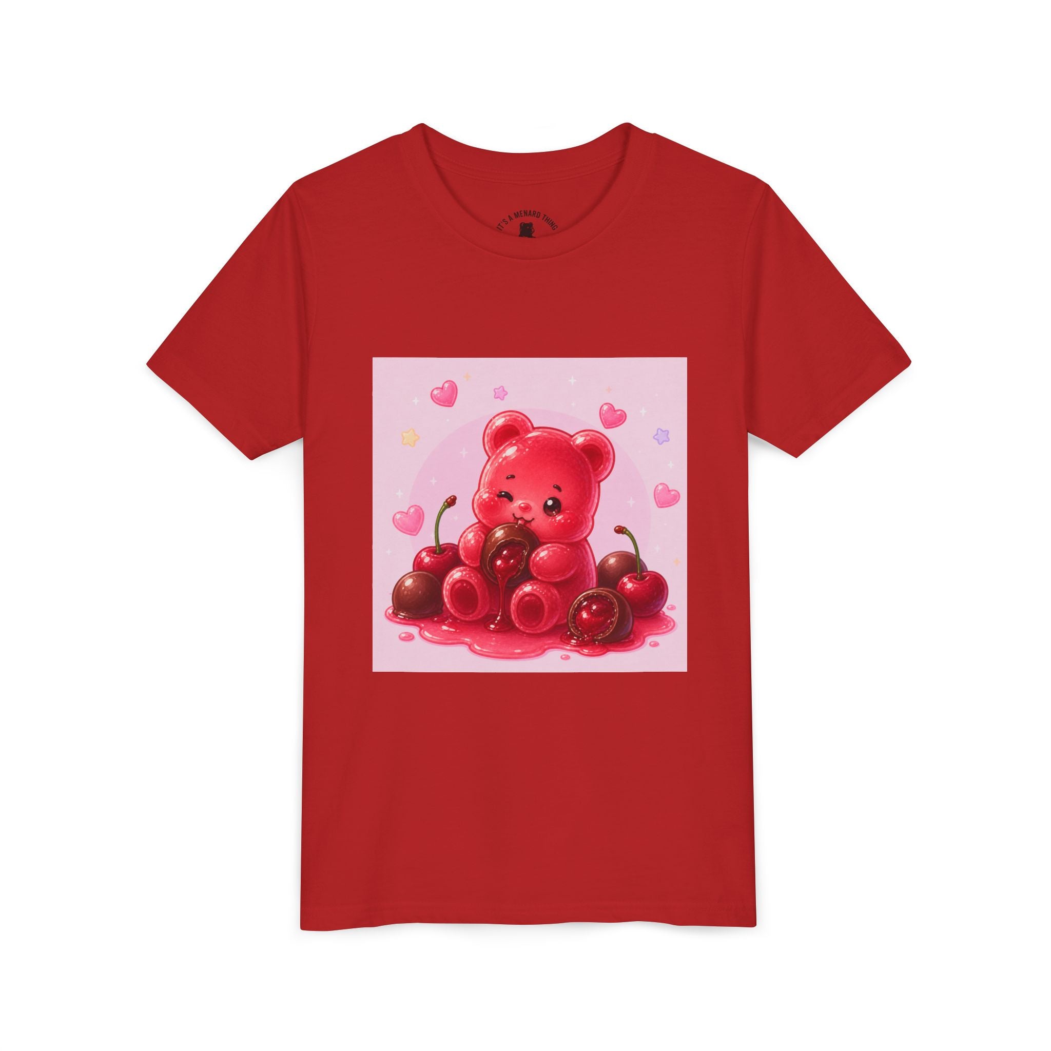 Red Gooey Gummy Bear with Chocolate & Cherries Youth T‑Shirt