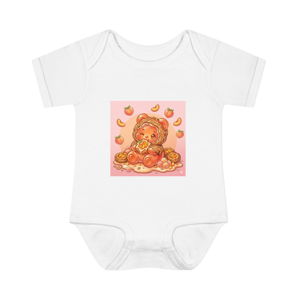 Peach Danish Gooey Gummy Bear in Puff Pasterie PJs Baby Onesie