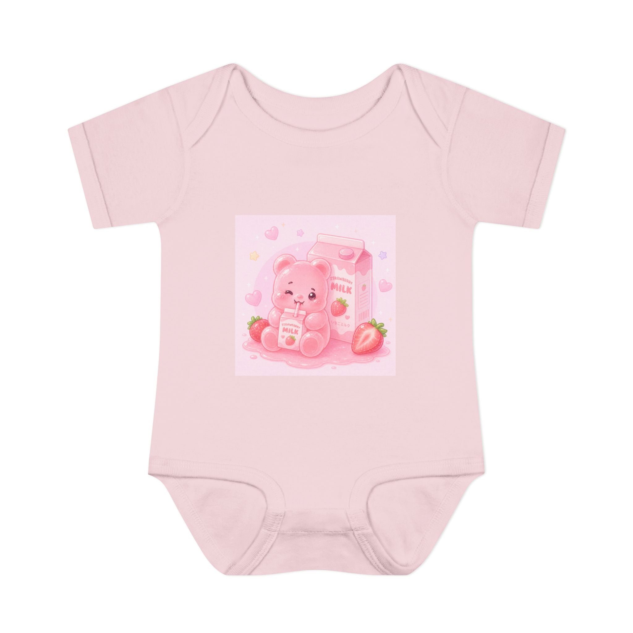 Pink Strawberry Milk Gooey Gummy Bear Infant Bodysuit