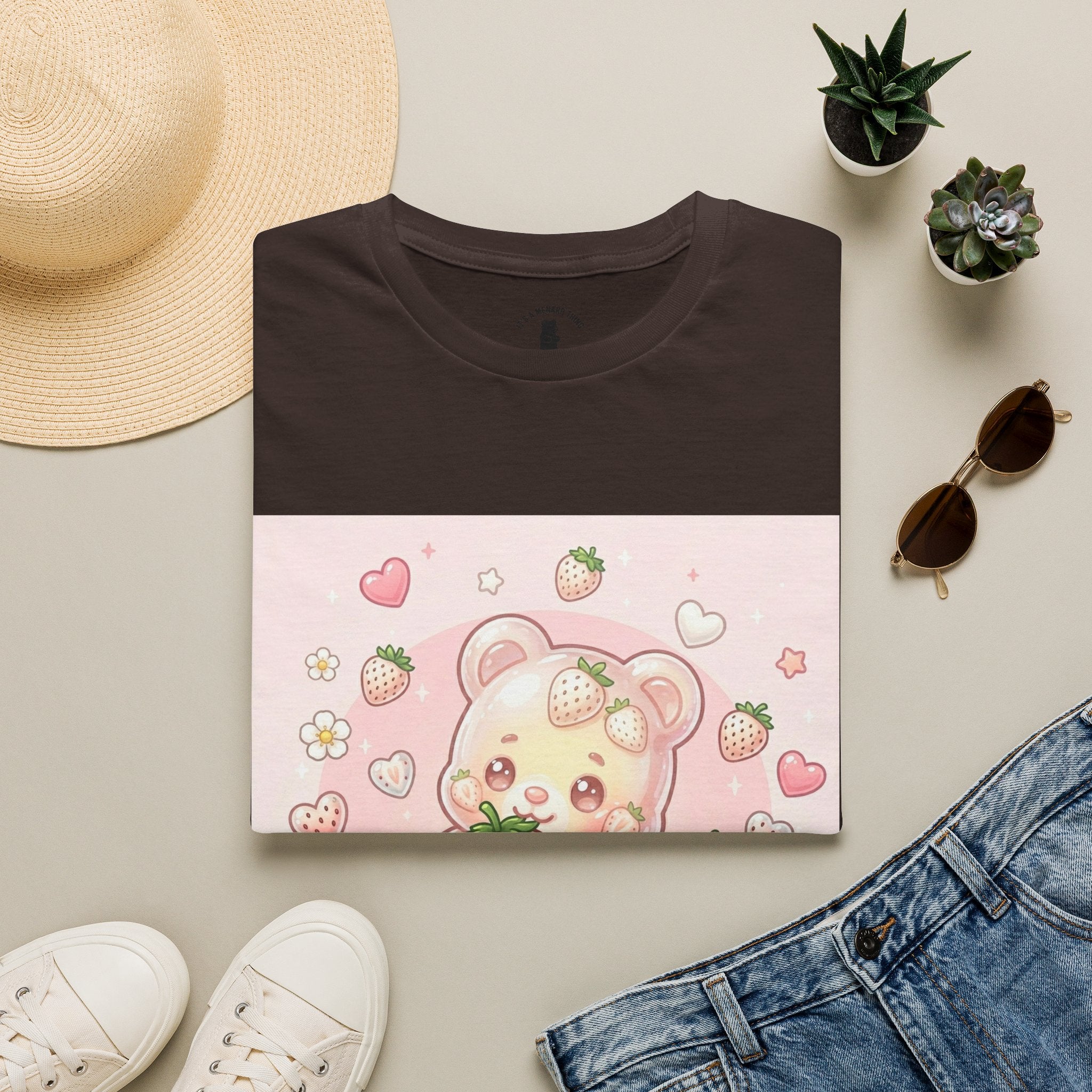 Exotic White Strawberry Oozy Bear Friend — Kawaii Fruit Design