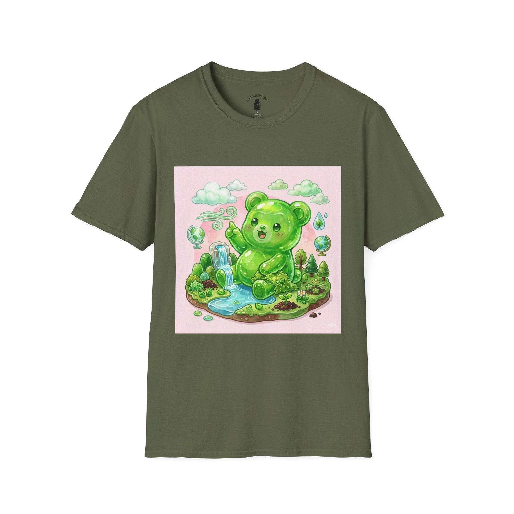 Green Teddy Bear Nature Tee — Cute Eco-Garden Graphic T-Shirt