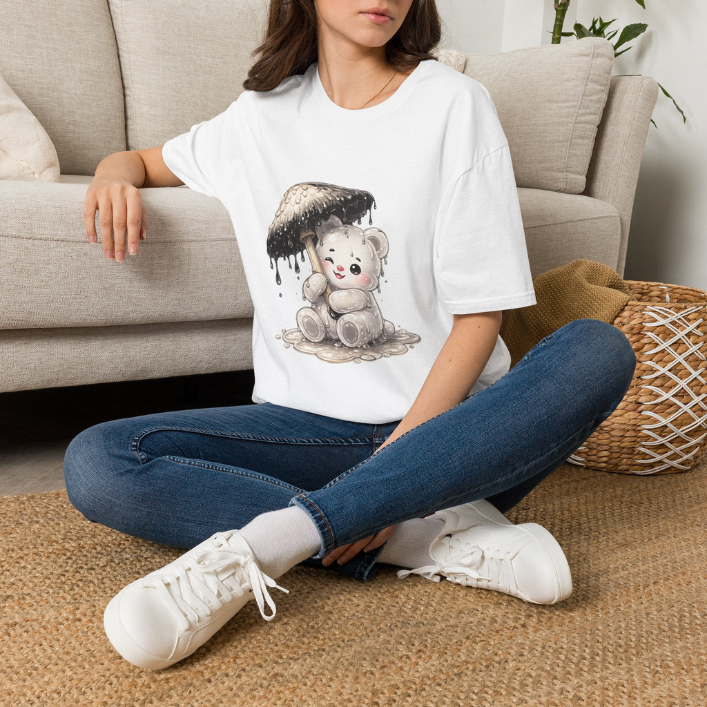 Ink Cap Mushroom Umbrella Special White Oozy Bears Friend- Graphic Shirt