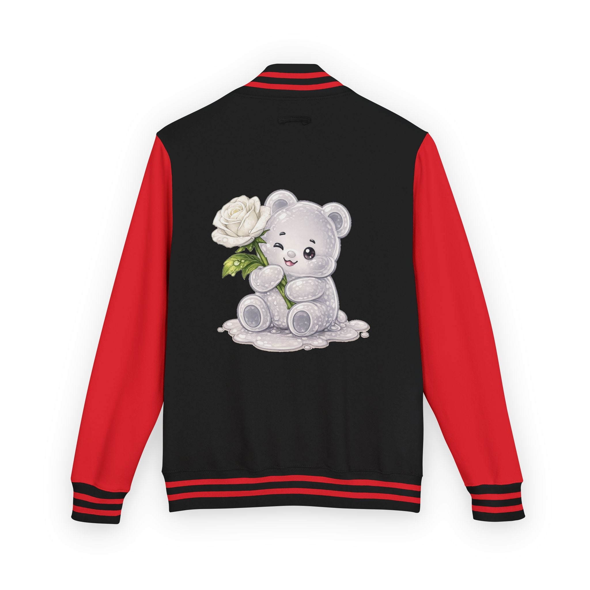 Blooming White Rose, Gooey Gummy Bear Friend- Kawaii Graphic Jacket