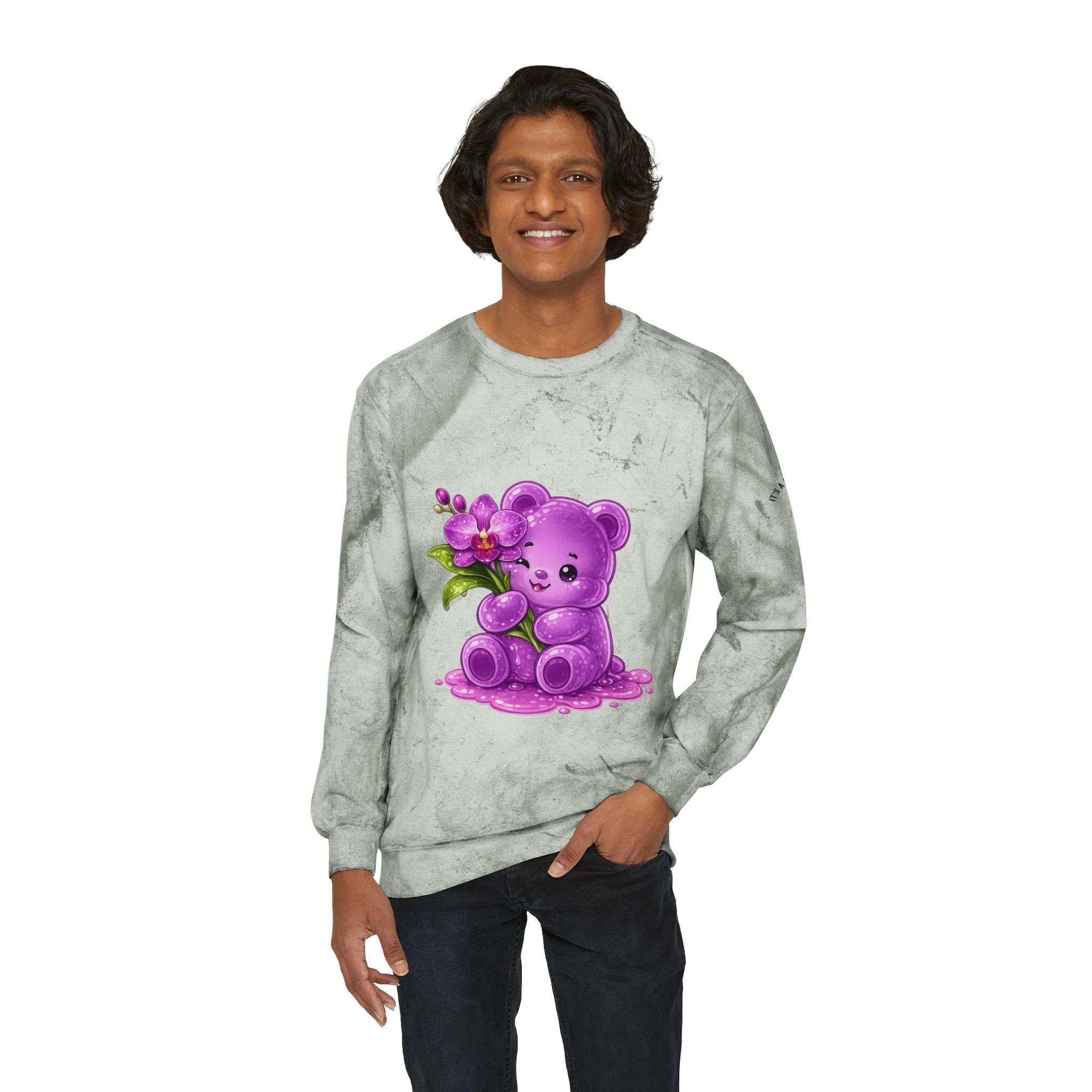 Orchid Bloom, Purple Special Gooey Gummy Bear- Kawaii Graphic Sweatshirt