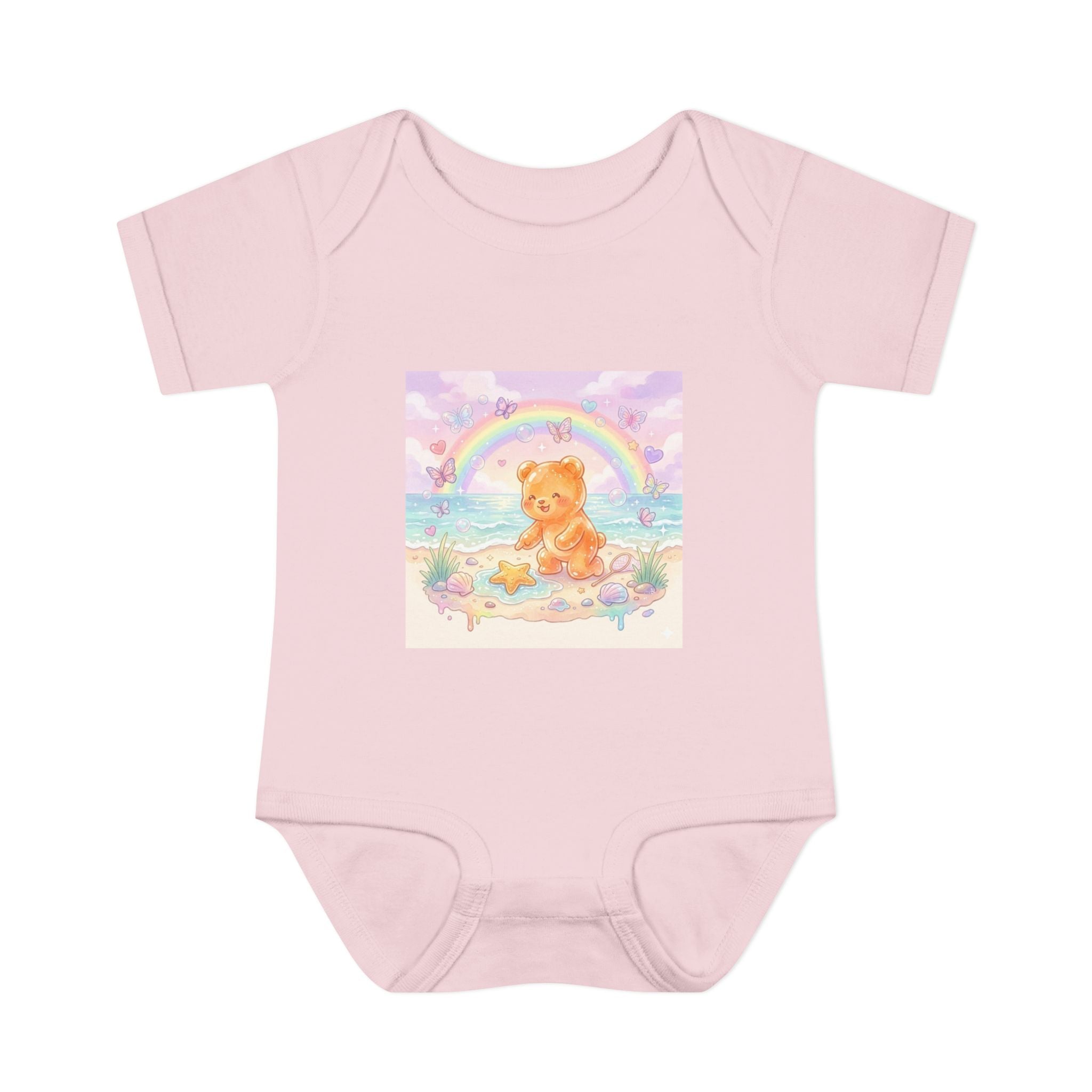 Gooey Gummy Beach Bear Rainbow & Starfish - Bodysuit