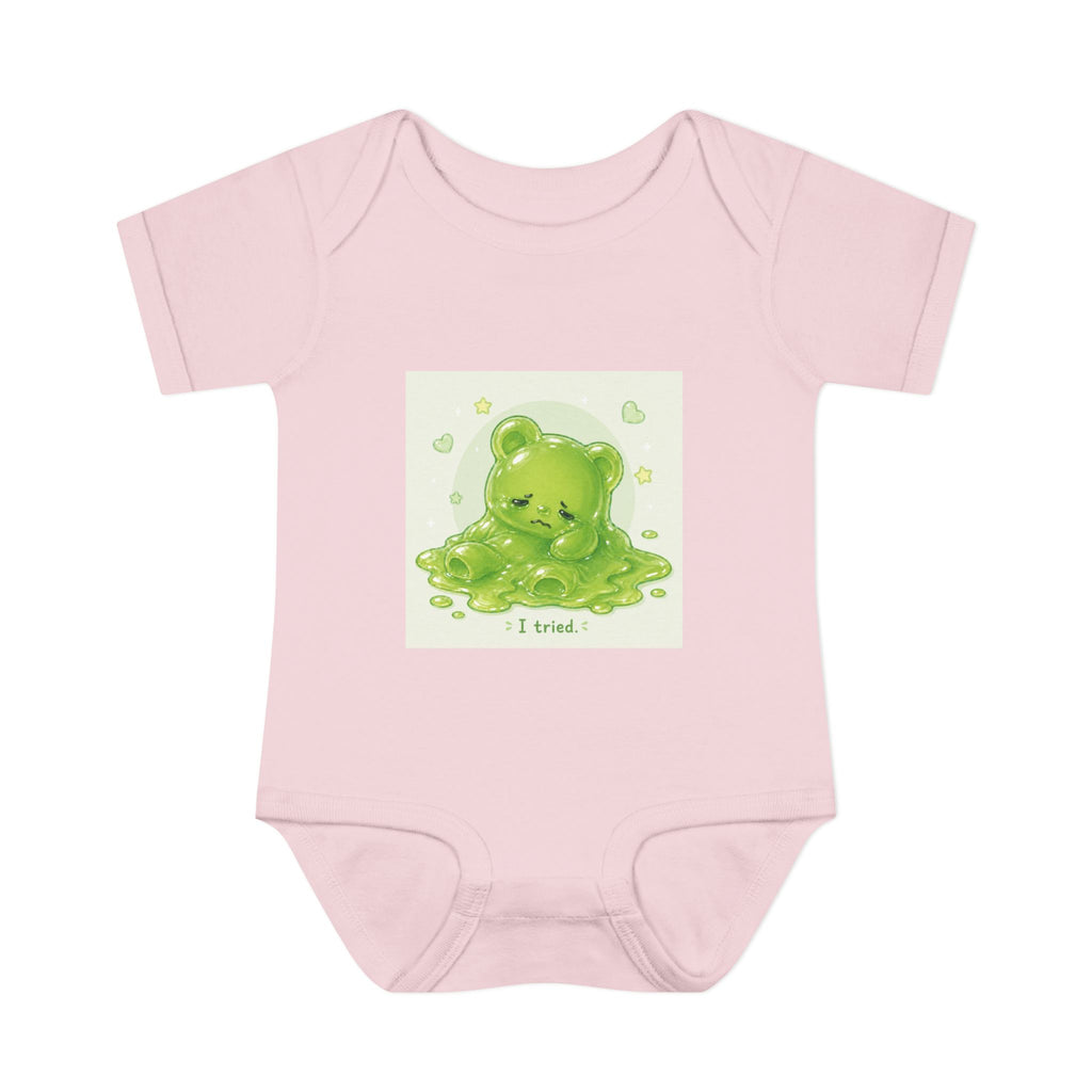 Infant Bodysuit — Cute Gooey Green Melted Gummy Bear "I Tried" Baby Onesie