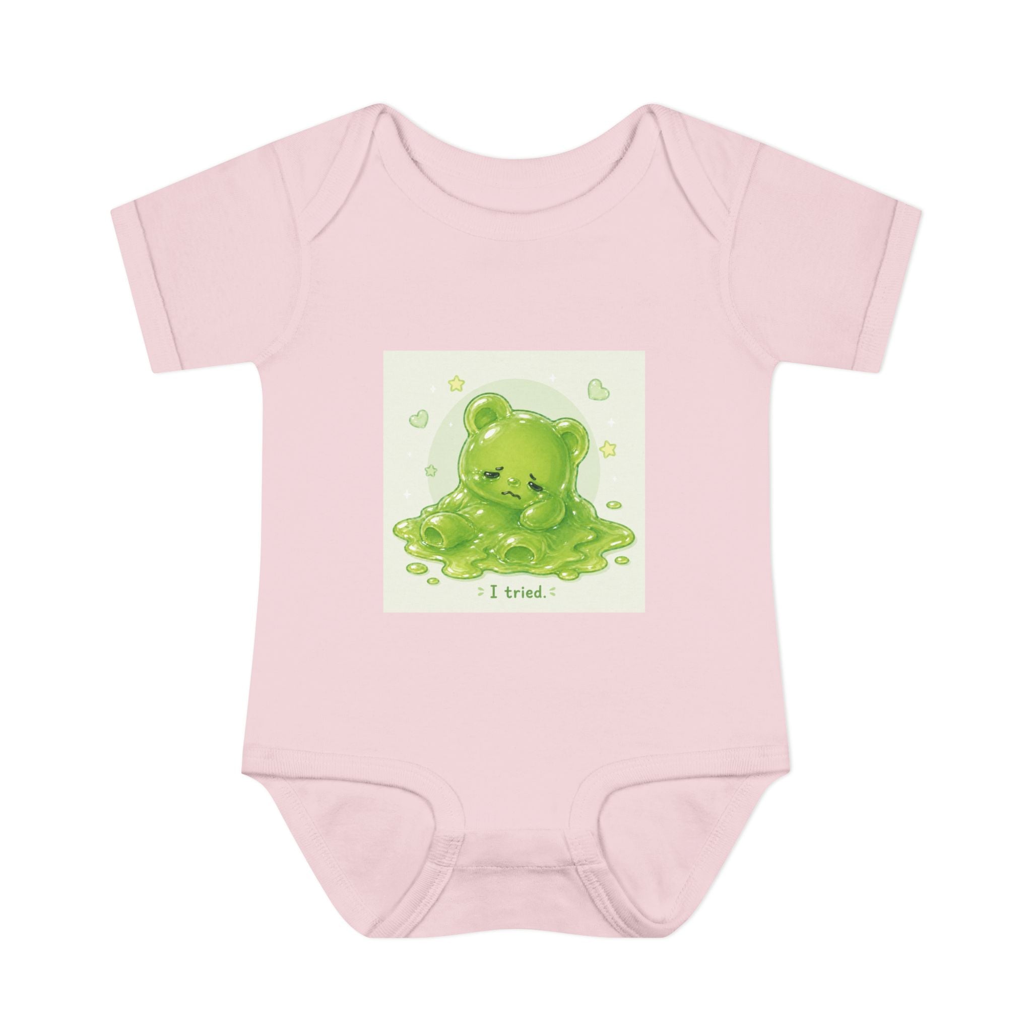 Infant Bodysuit — Cute Gooey Green Melted Gummy Bear "I Tried" Baby Onesie