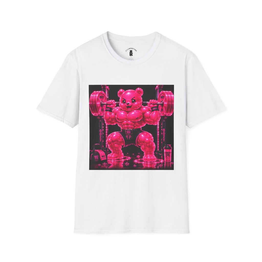 Feeling Like a Work Out, Pink Oozy Buff Bear Gummy Gym Special- Adult Graphic Shirt
