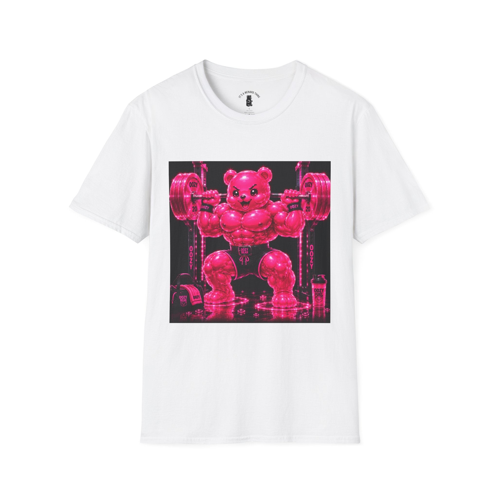 Feeling Like a Work Out, Pink Oozy Buff Bear Gummy Gym Special- Adult Graphic Shirt